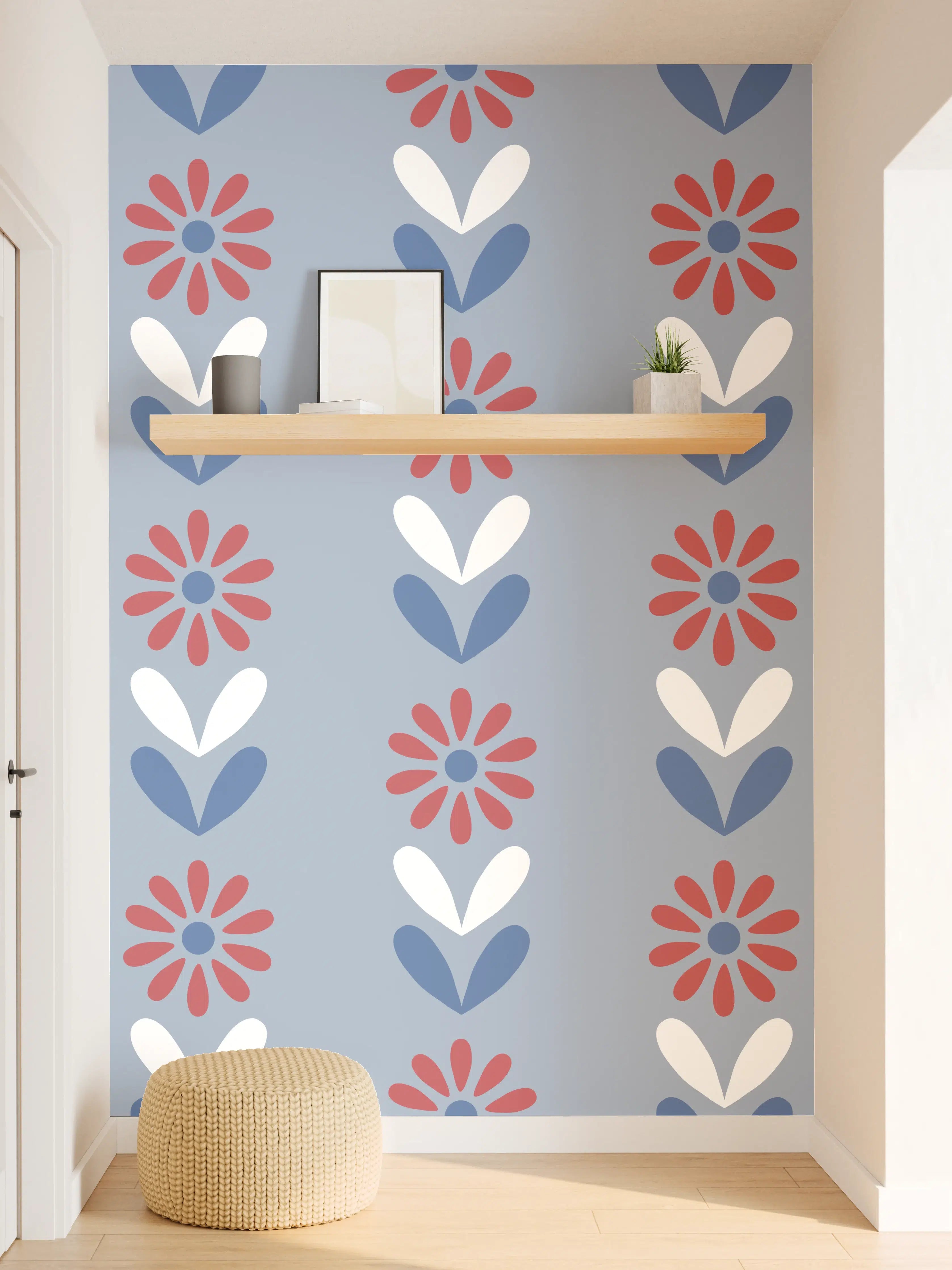 Wandverkleidung Flur - Vintage Bloom Gänseblümchen Tapete