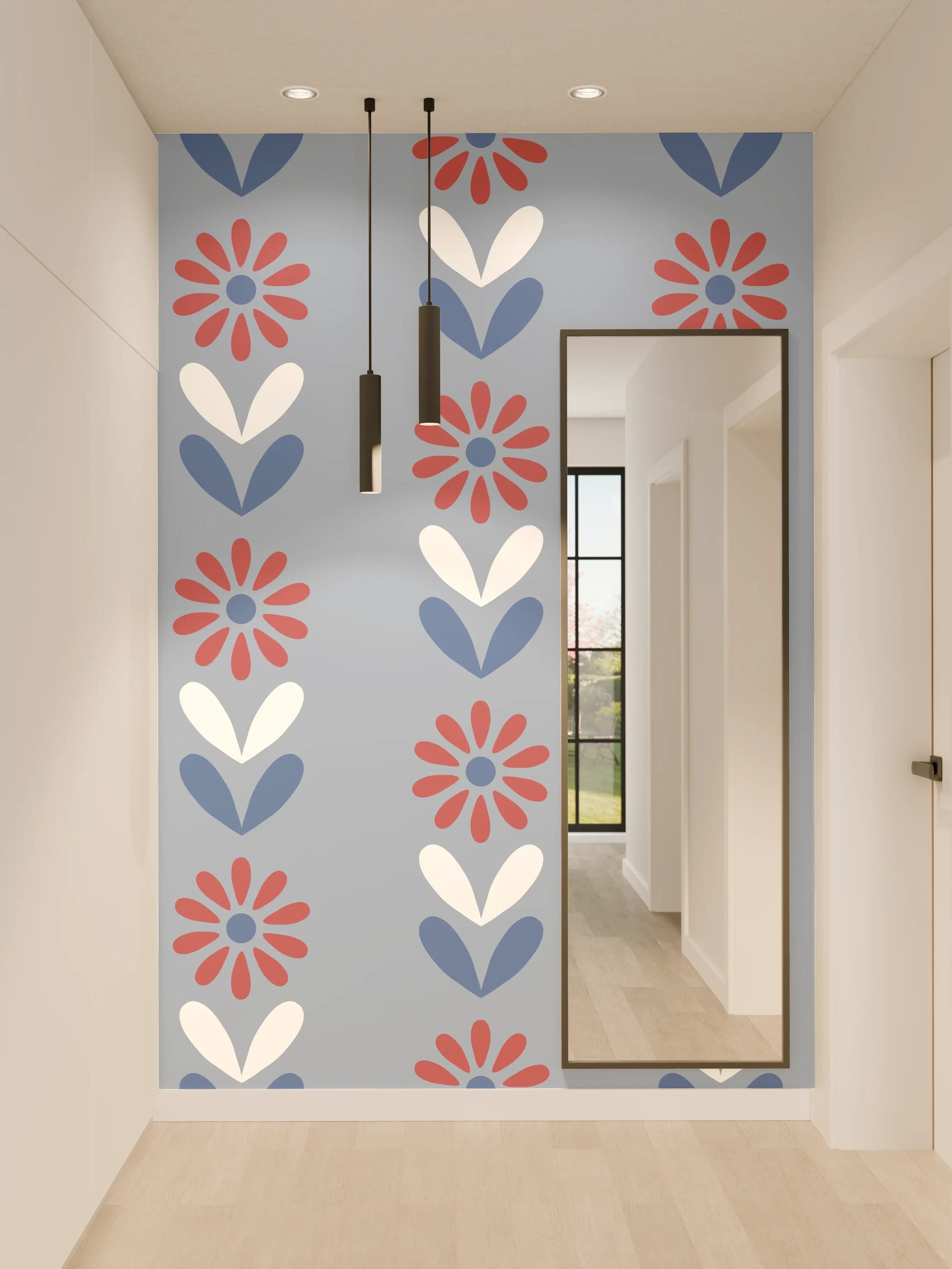 Wandverkleidung Flur - Vintage Bloom Gänseblümchen Tapete