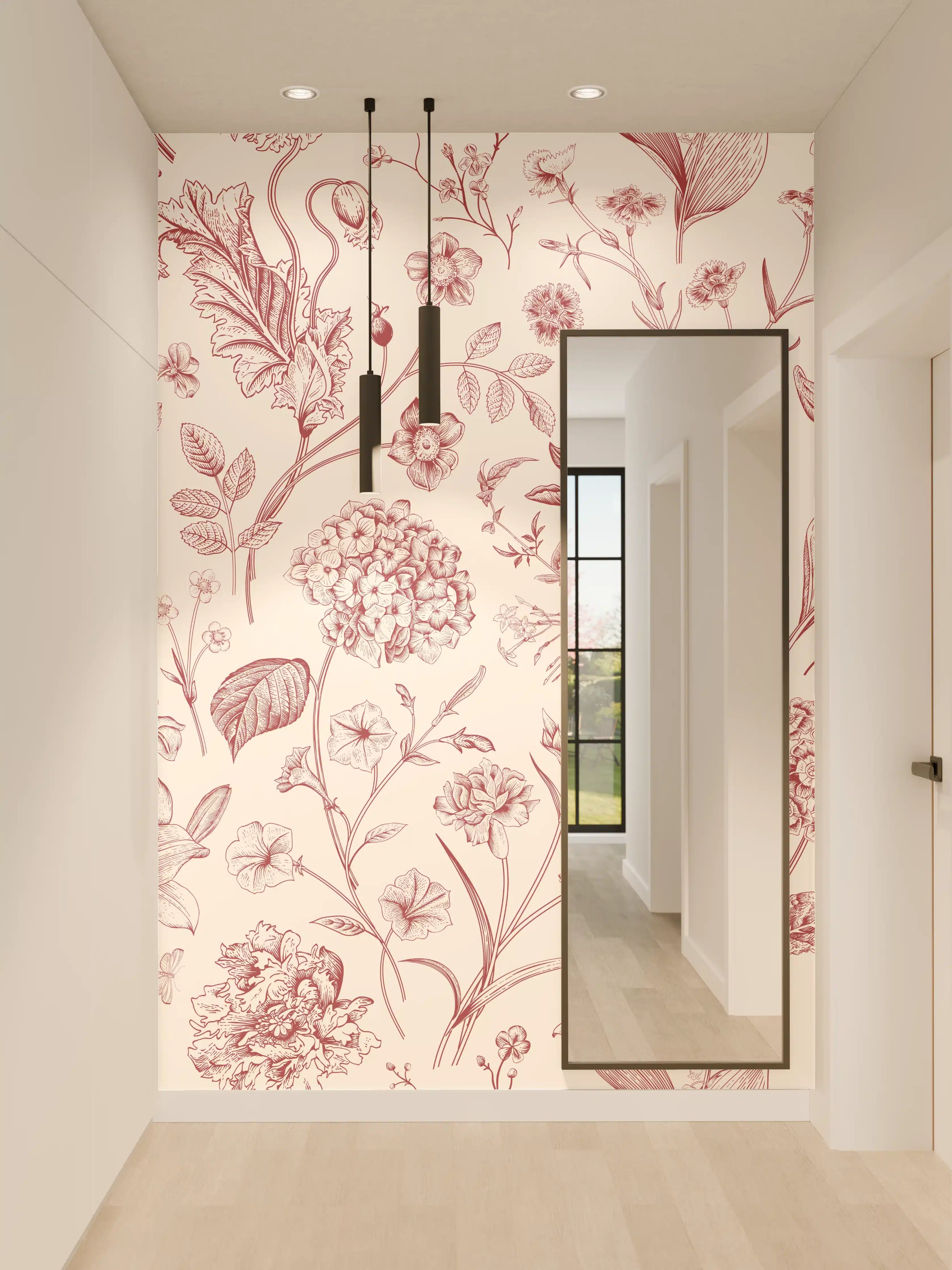 Wandverkleidung Flur - Vintage Bloom Rosa-Muster