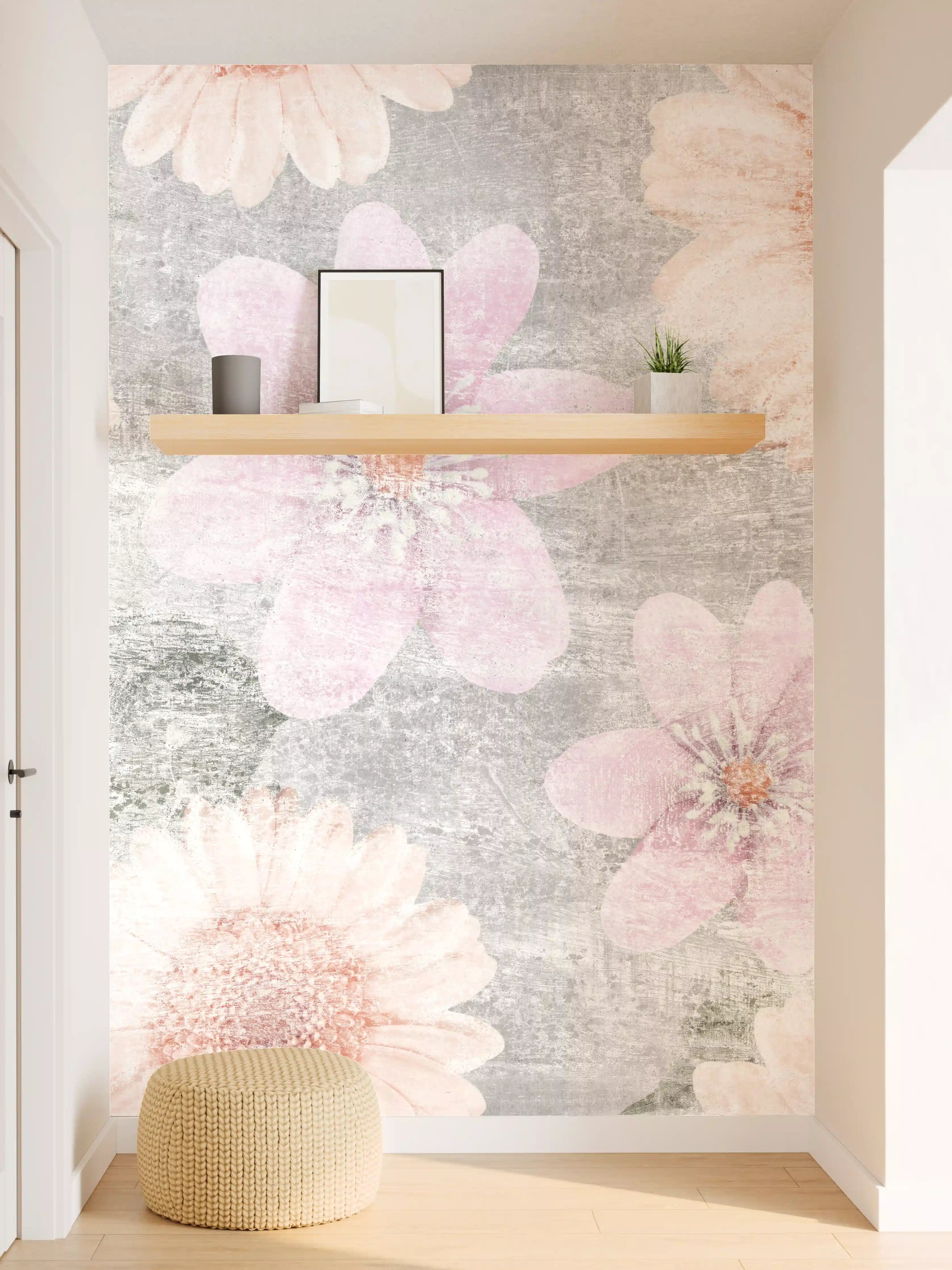 Wandverkleidung Flur - Vintage Blumenkunst - Zeichnung