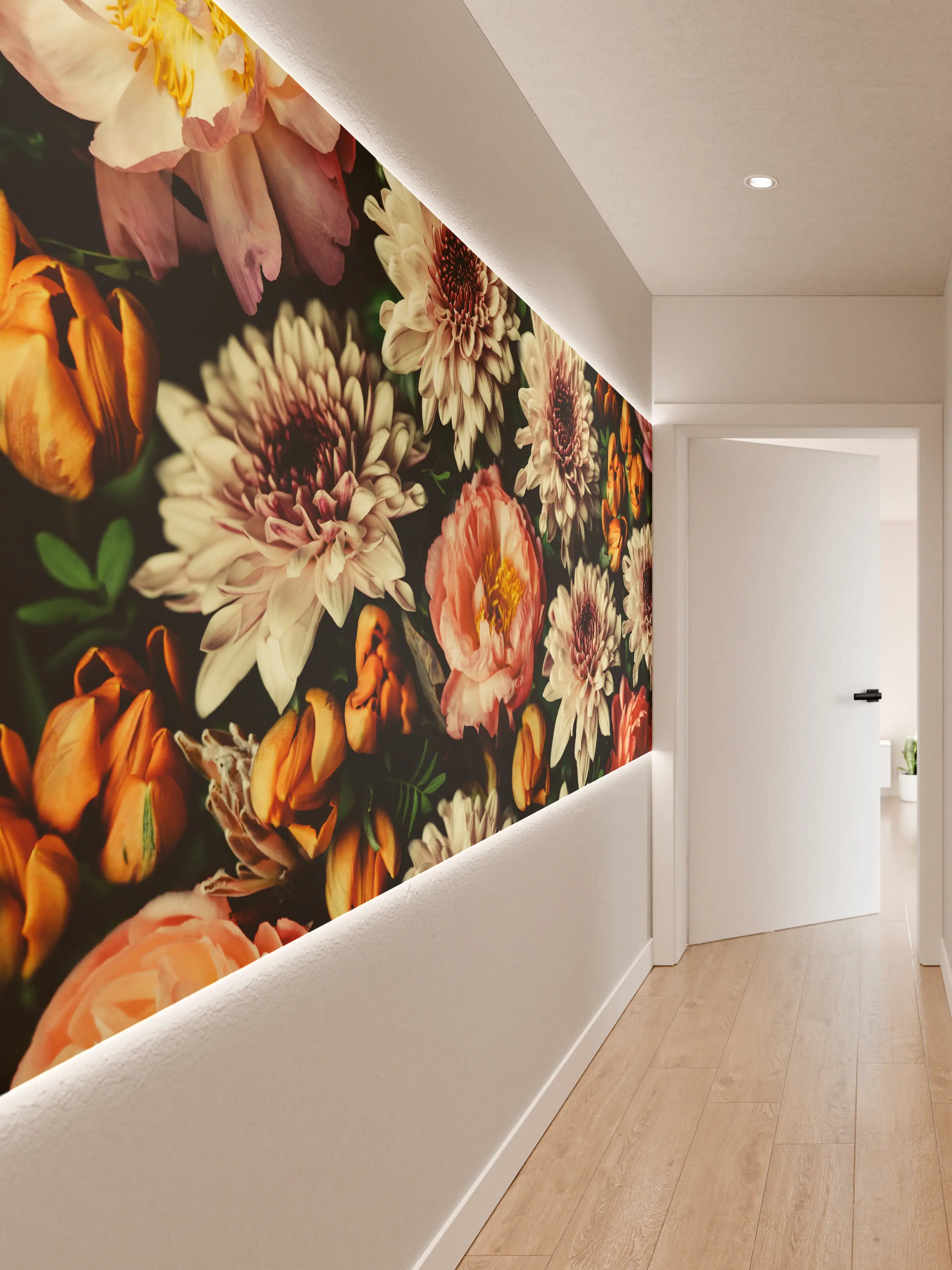 Wandverkleidung Flur - Vintage-Bouquet mit schönen Blumen