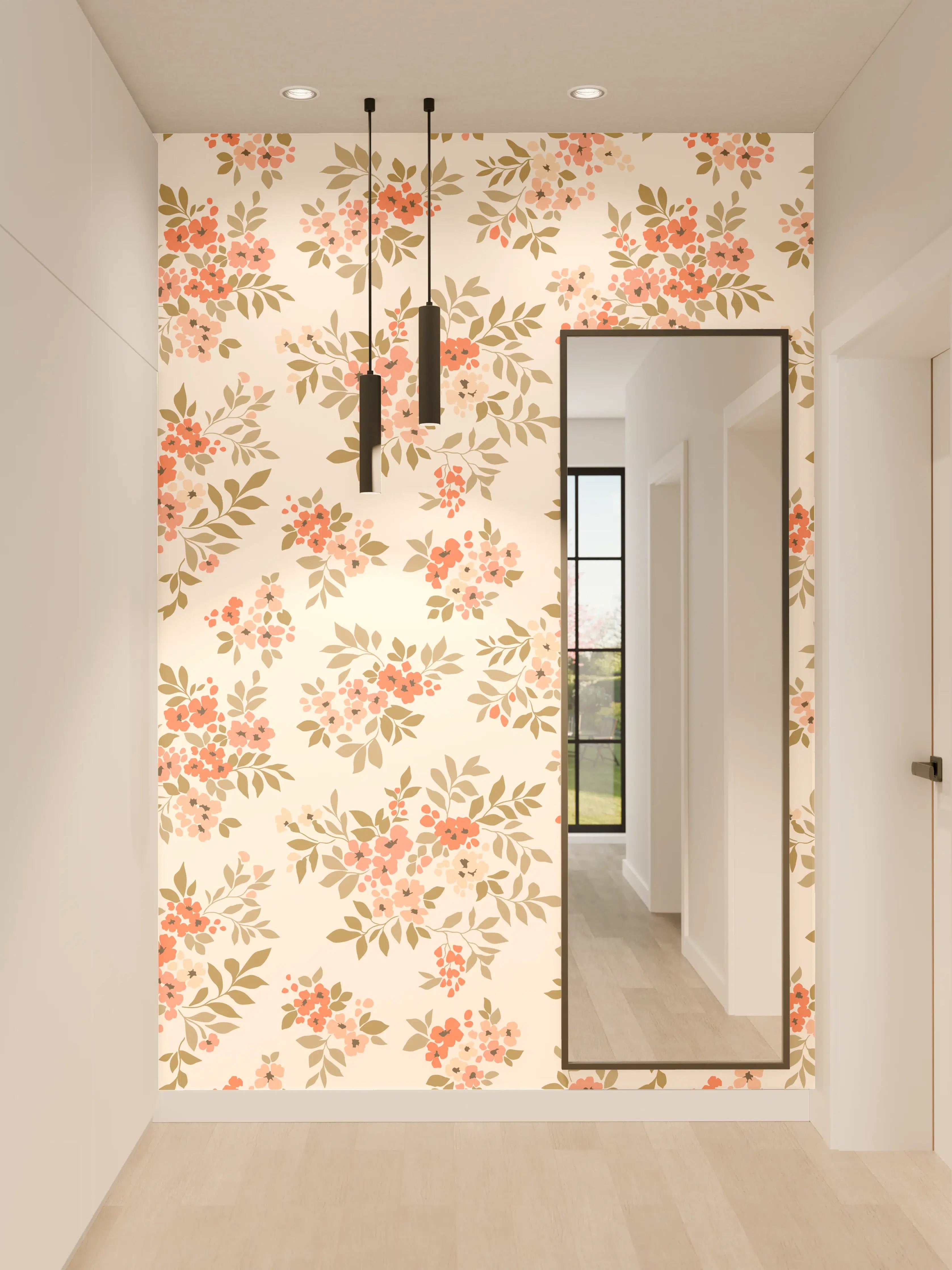 Wandverkleidung Flur - Vintage Ditsy Blumenmuster Rosa Beige