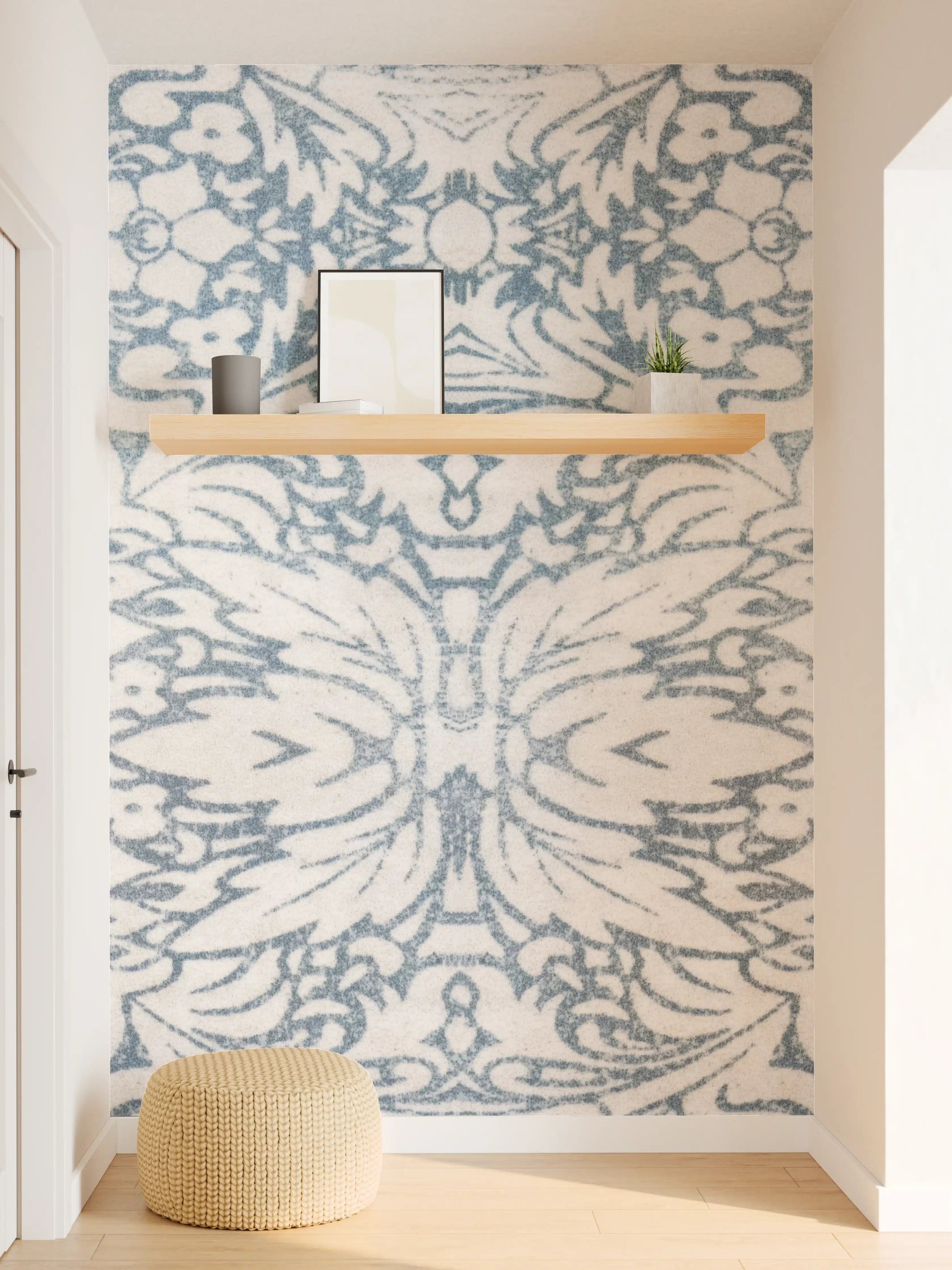 Wandverkleidung Flur - Vintage Tapete mit floralem Muster