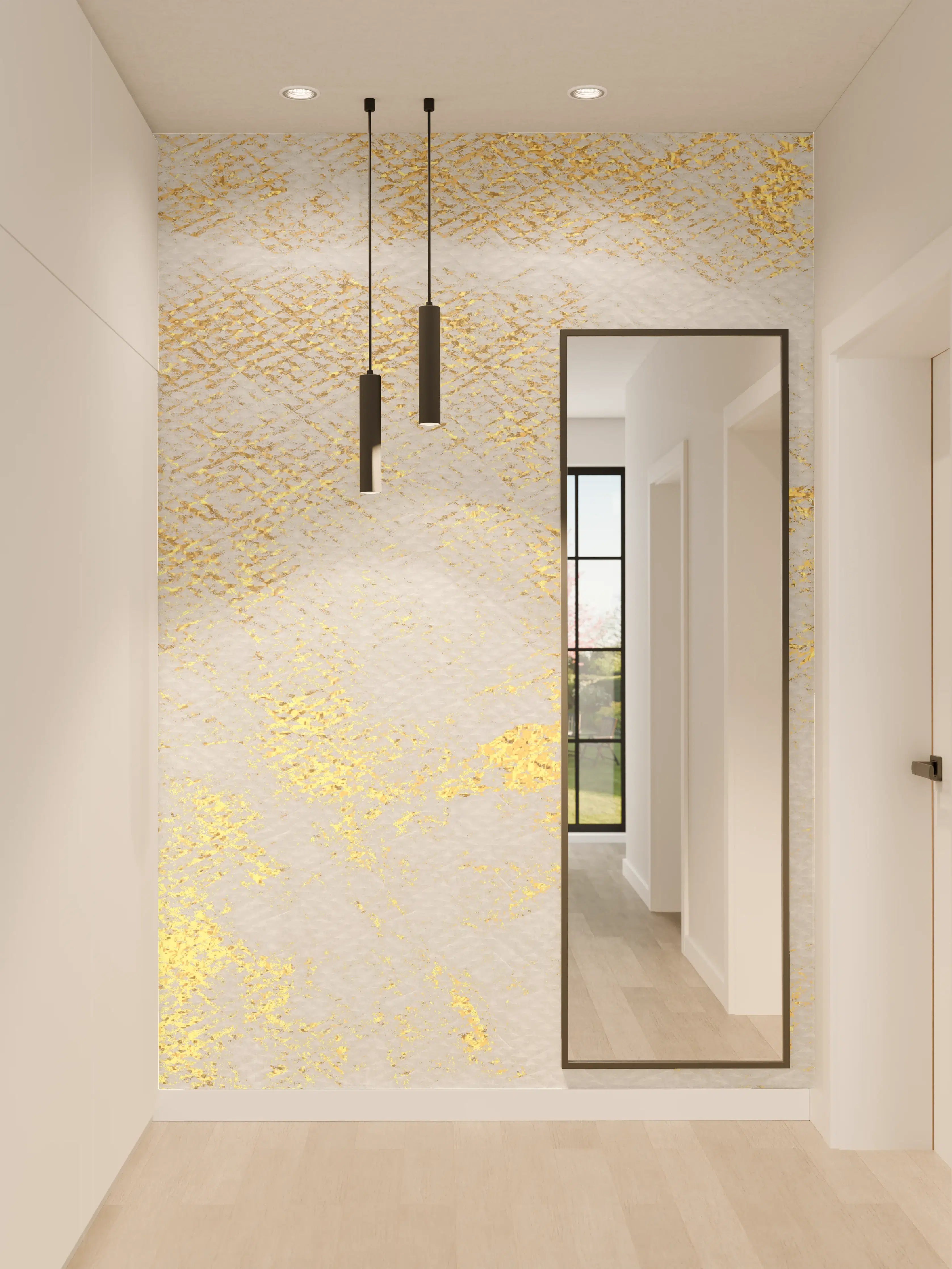 Wandverkleidung Flur - Vintage Zement - Gold