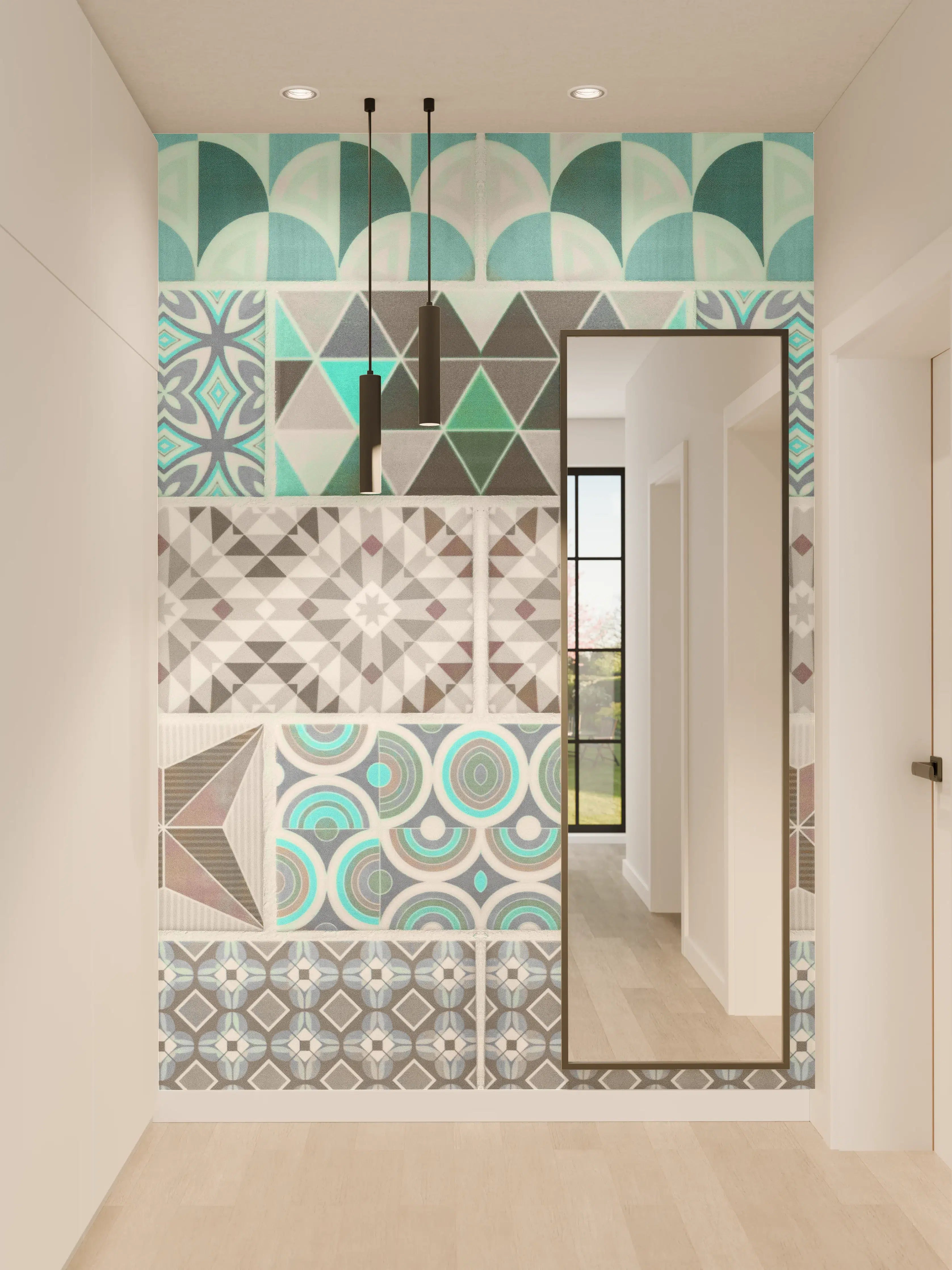 Wandverkleidung Flur - Vintage geometrisch Mosaik