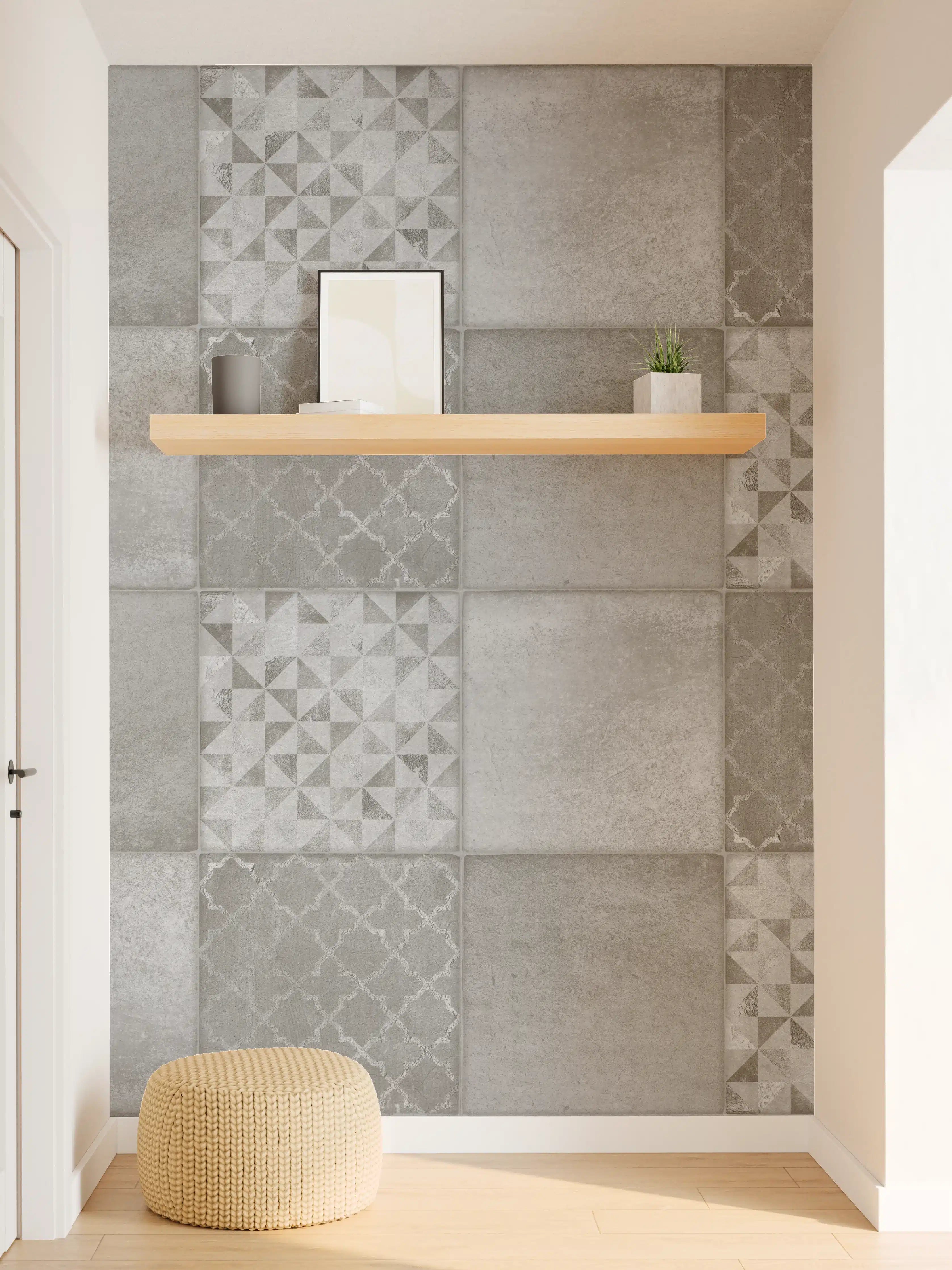 Wandverkleidung Flur - Vintage hellgraue Fliesen