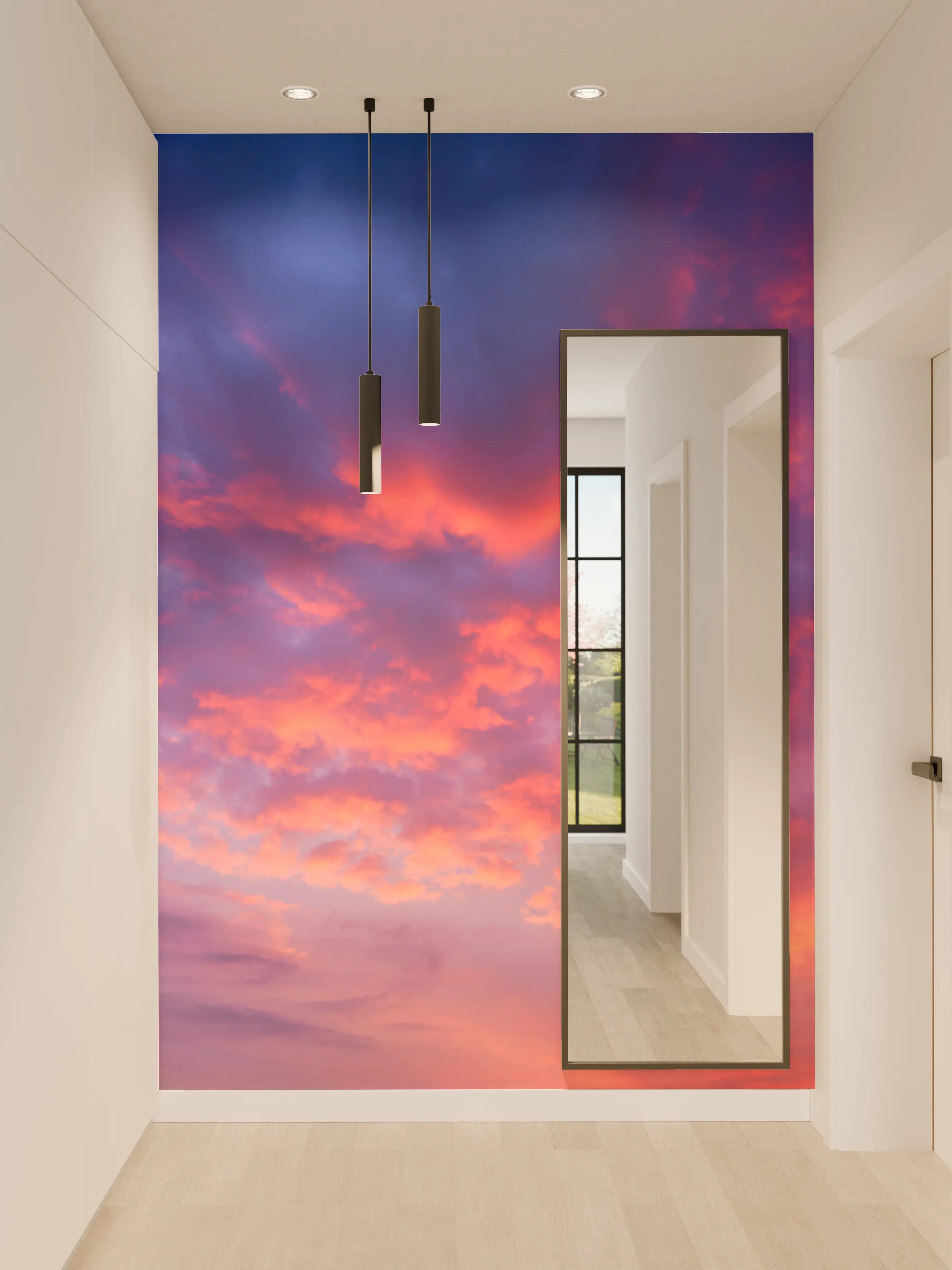 Wandverkleidung Flur - Violett-Pinker Sonnenuntergang