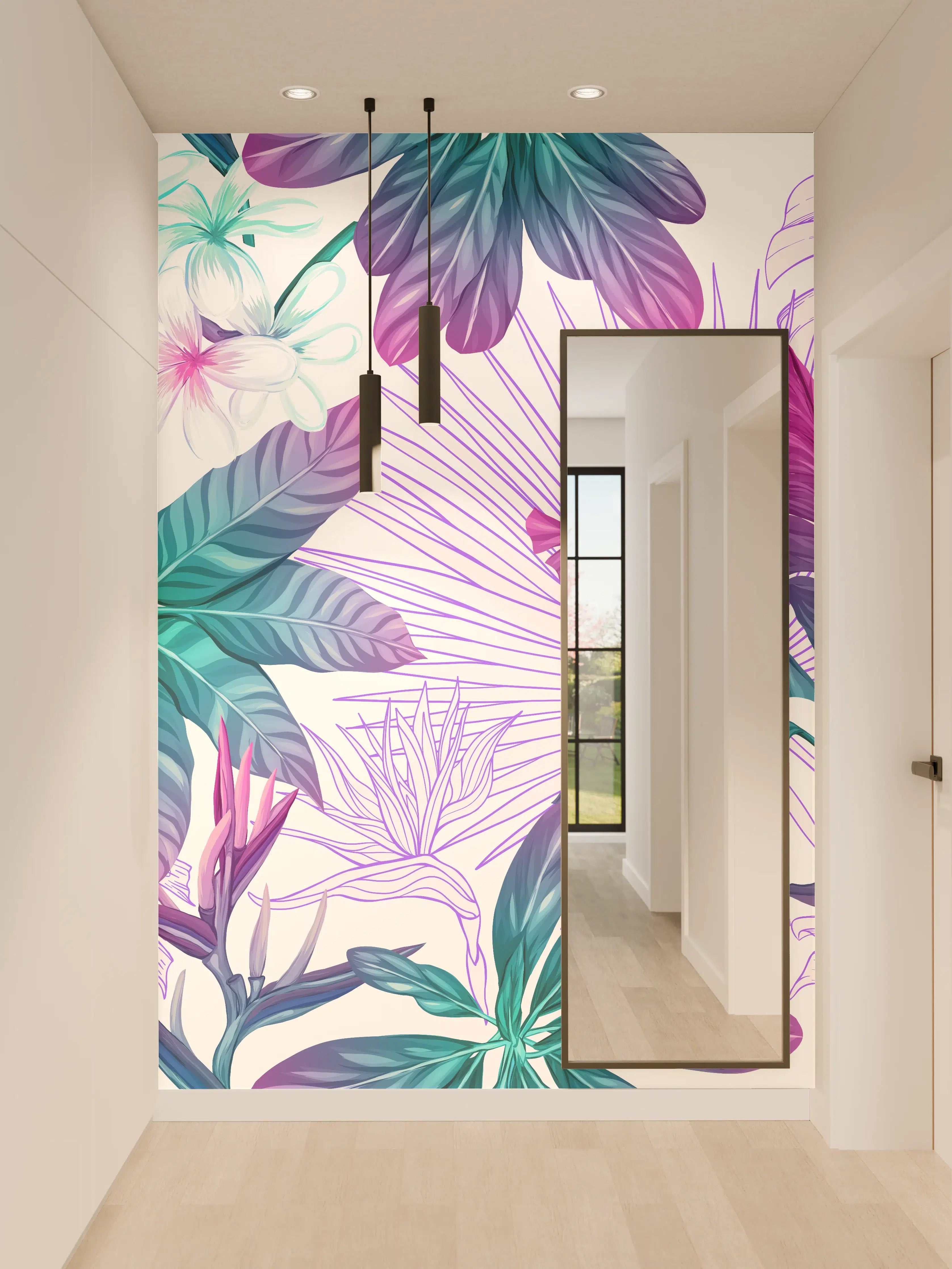 Wandverkleidung Flur - Vivid Tropical Leaf Print