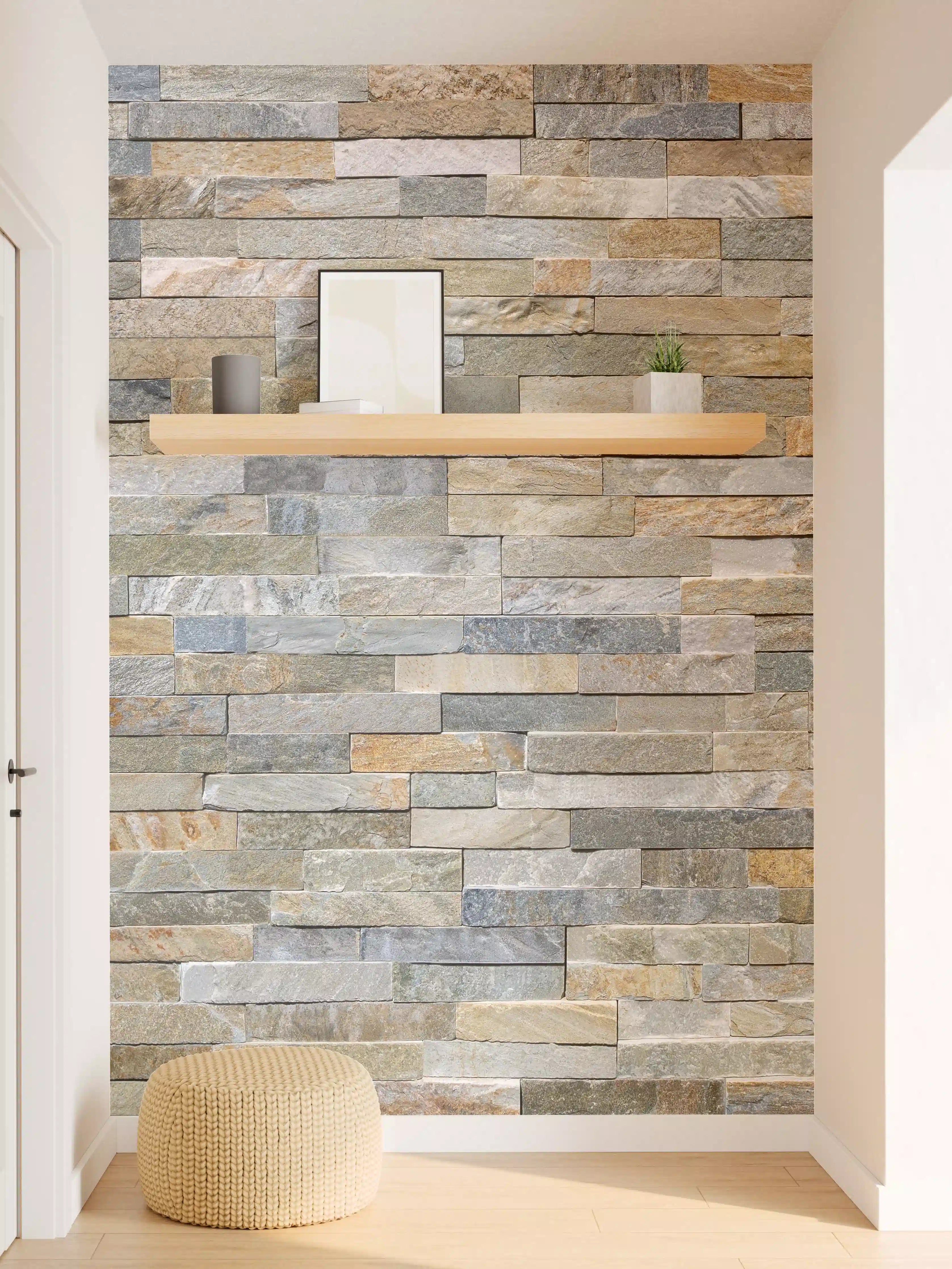 Wandverkleidung Flur - Wand aus farbigen Verblendsteinen