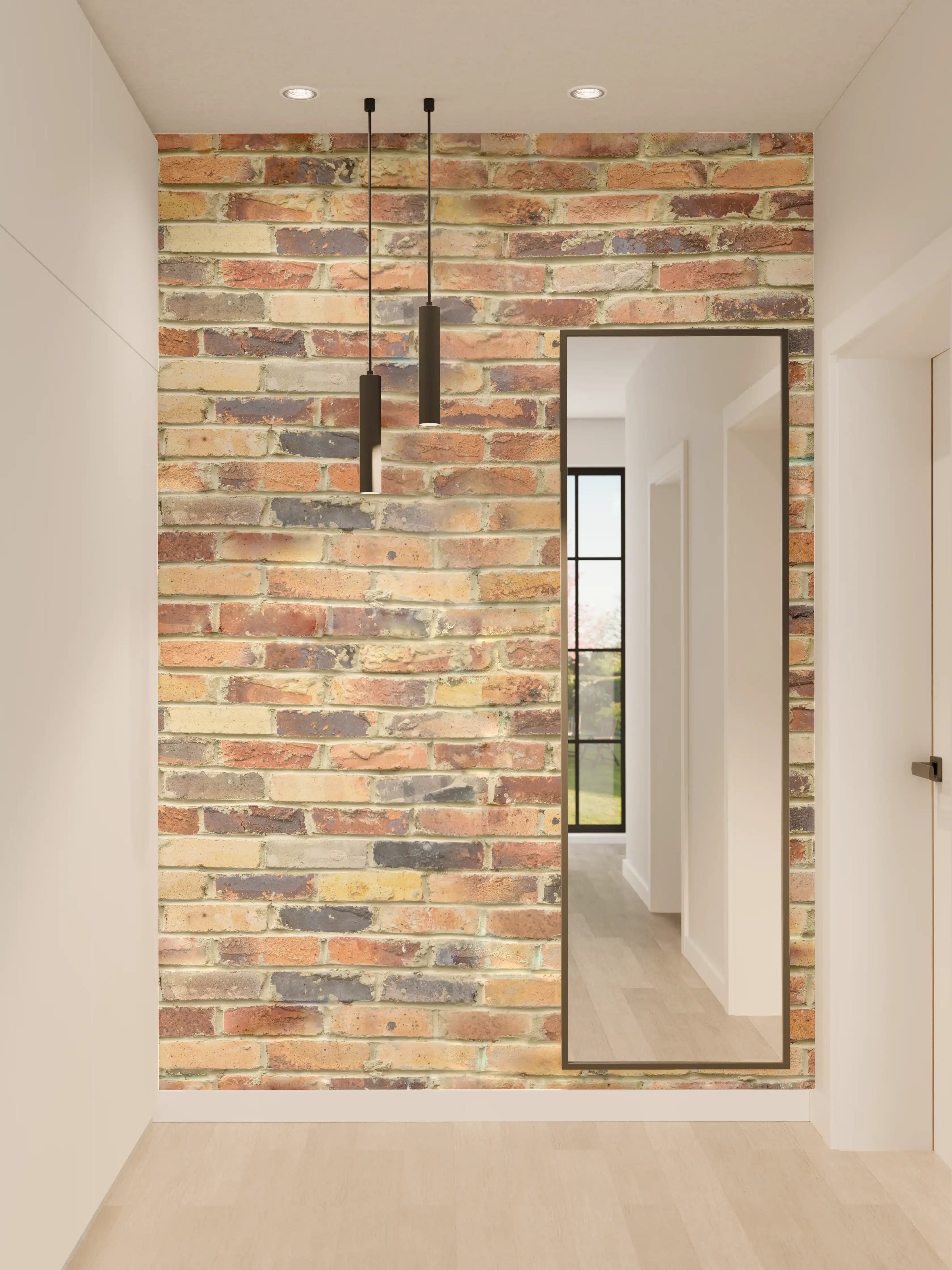 Wandverkleidung Flur - Wand aus farbigen Ziegeln