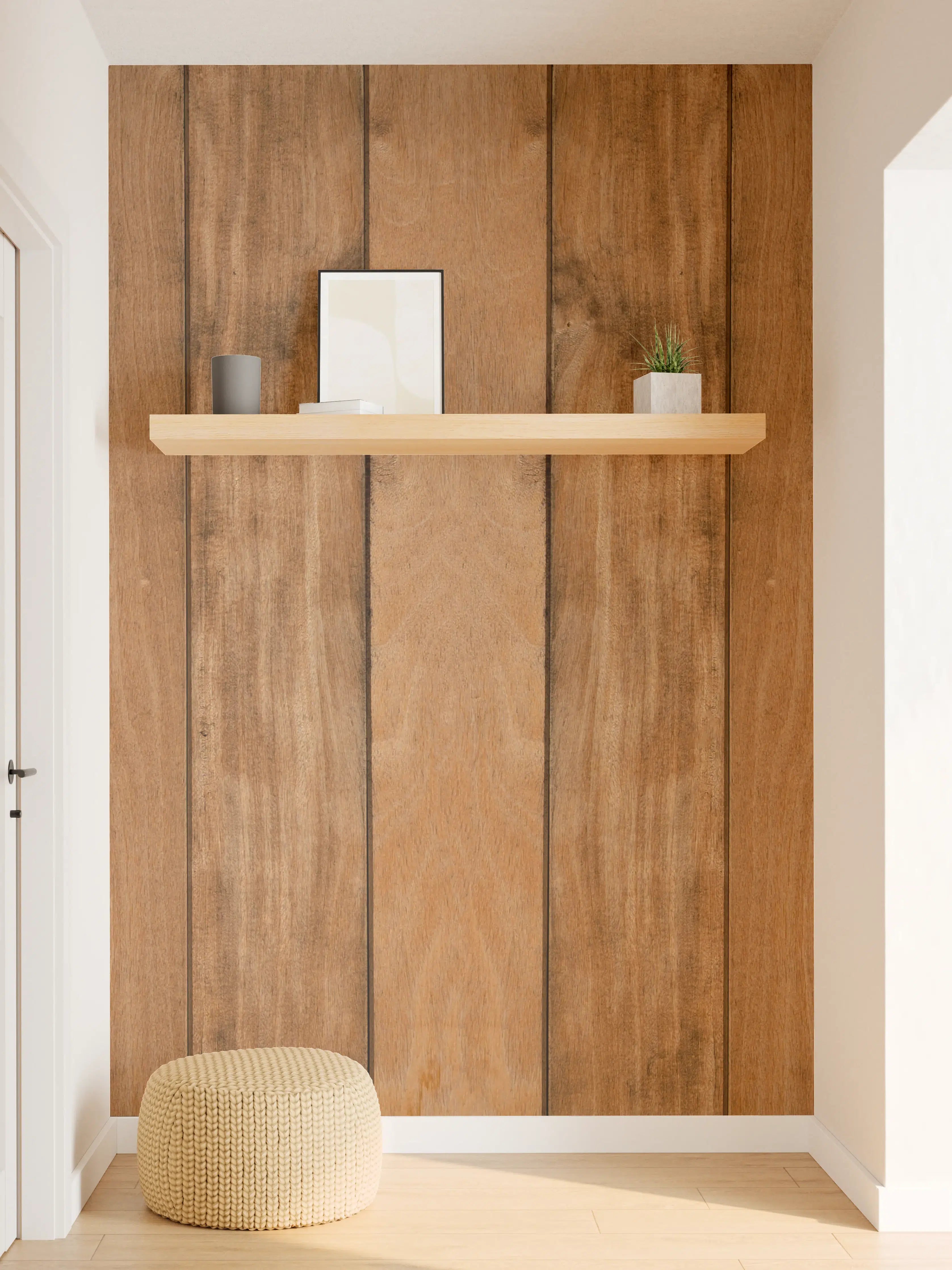 Wandverkleidung Flur - Warme Grautöne in Holzoptik