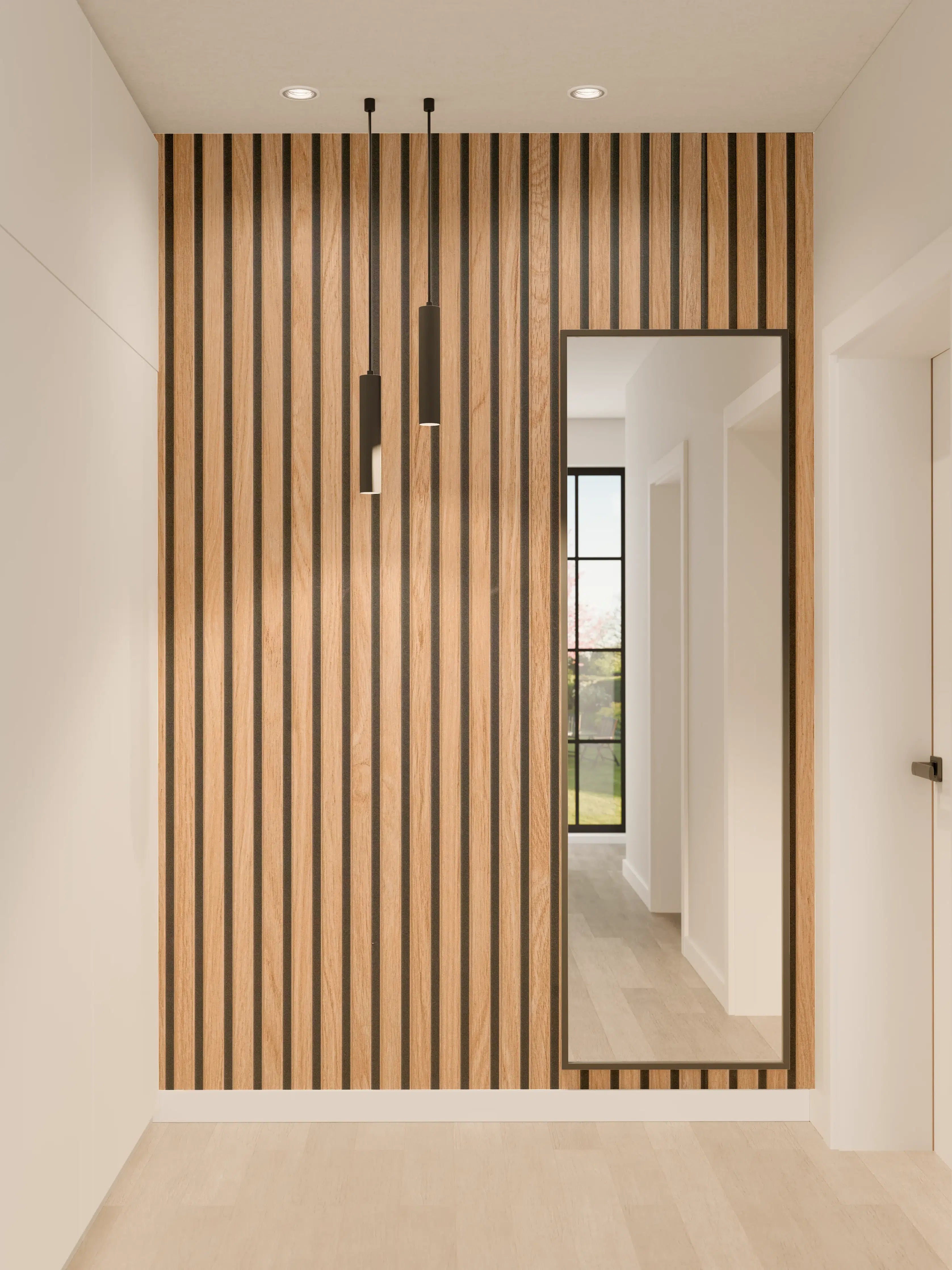 Wandverkleidung Flur - Warme Holzlamellen