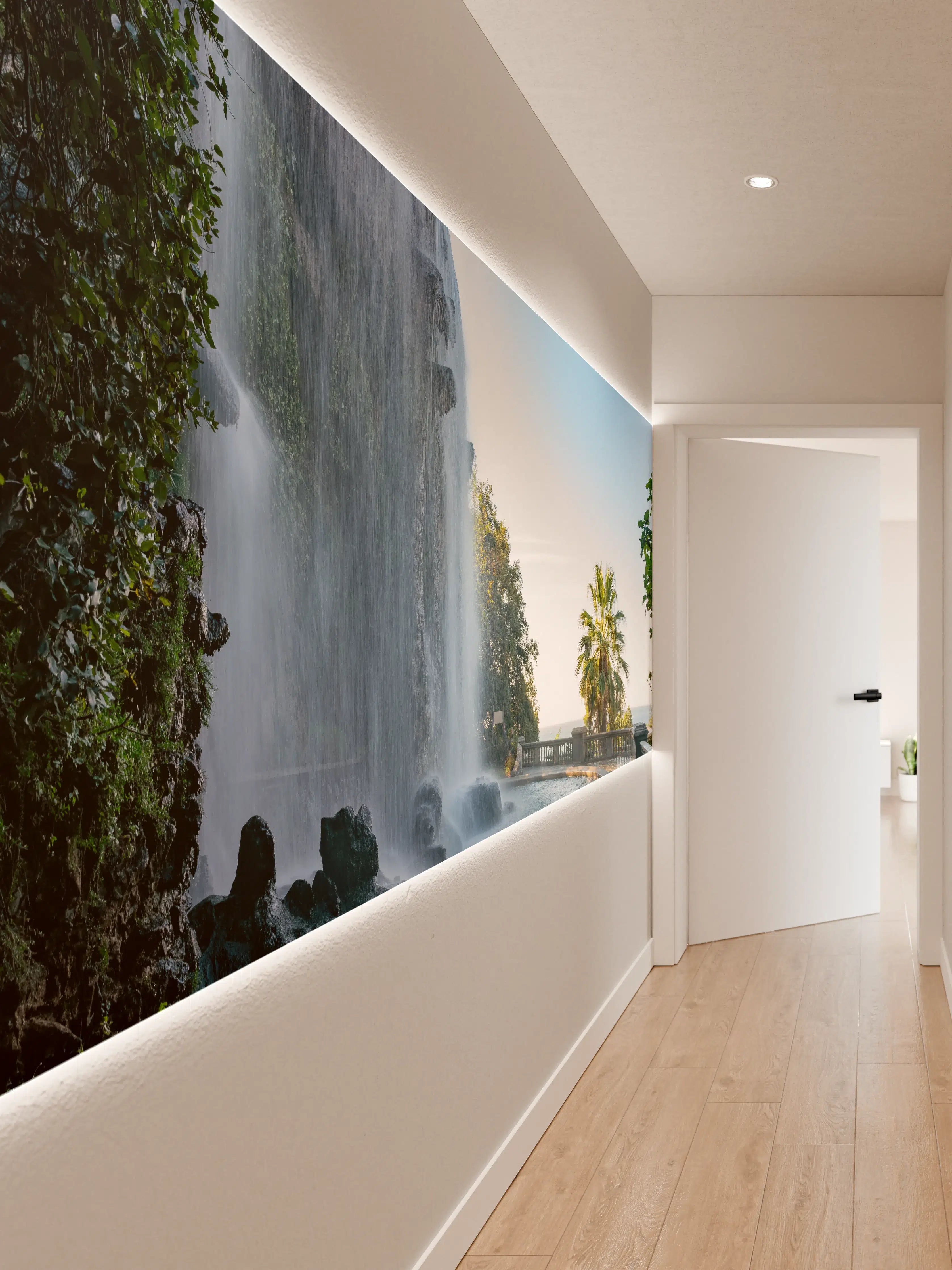 Wandverkleidung Flur - Wasserfall bei Sonnenaufgang