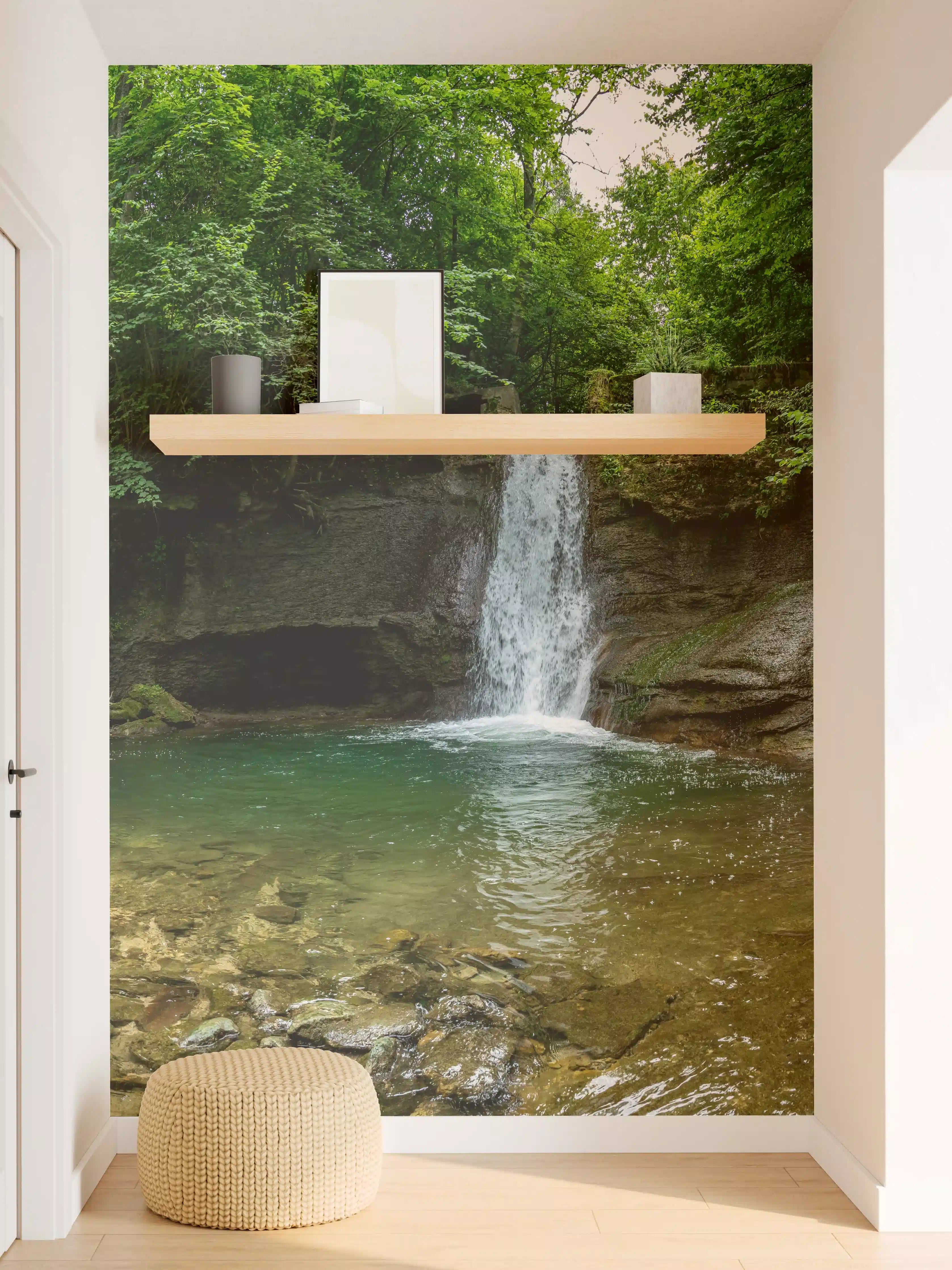 Wandverkleidung Flur - Wasserfall im Wald - Utopie
