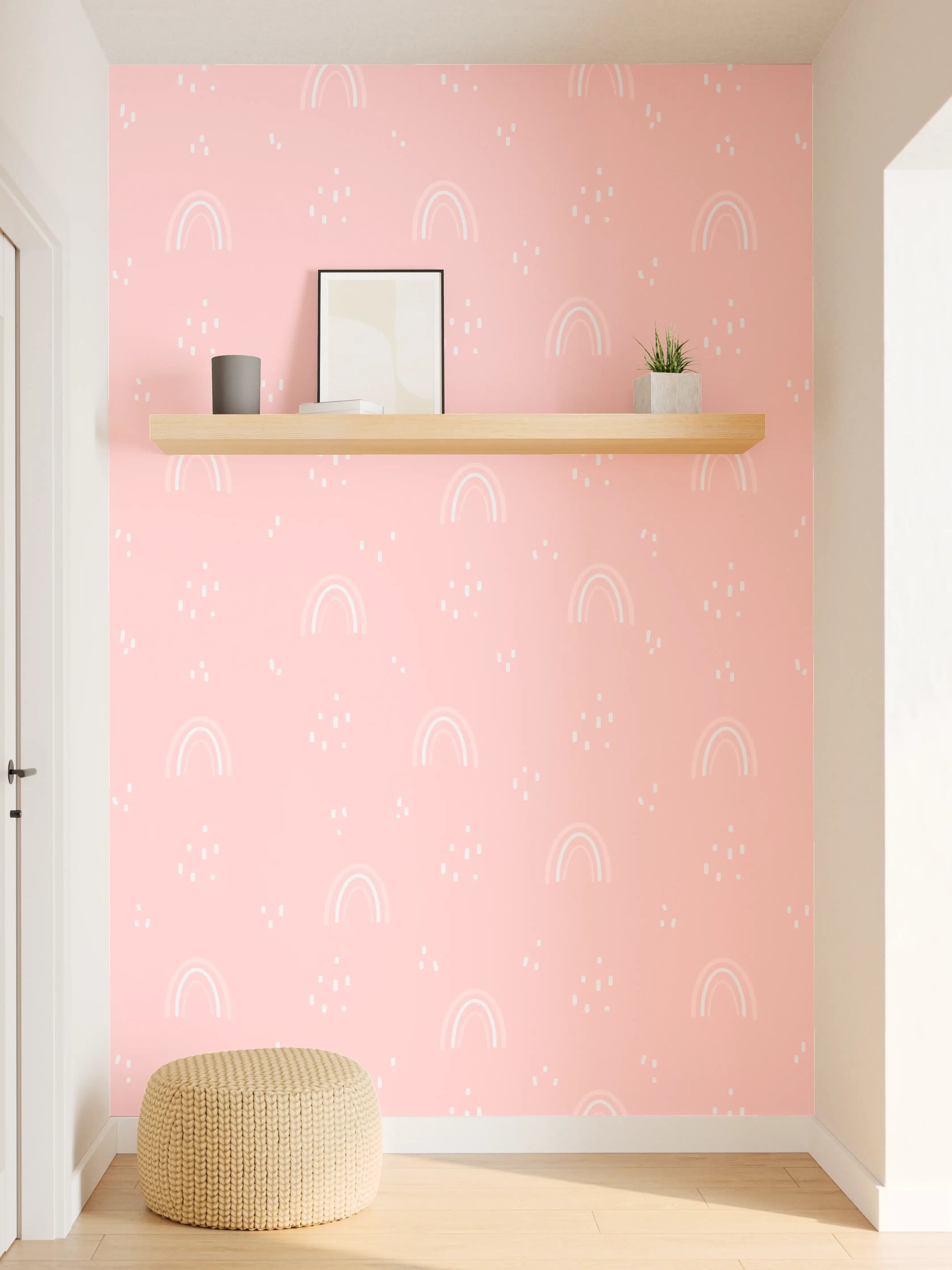 Wandverkleidung Flur - Weiches rosa Muster mit zarten Details