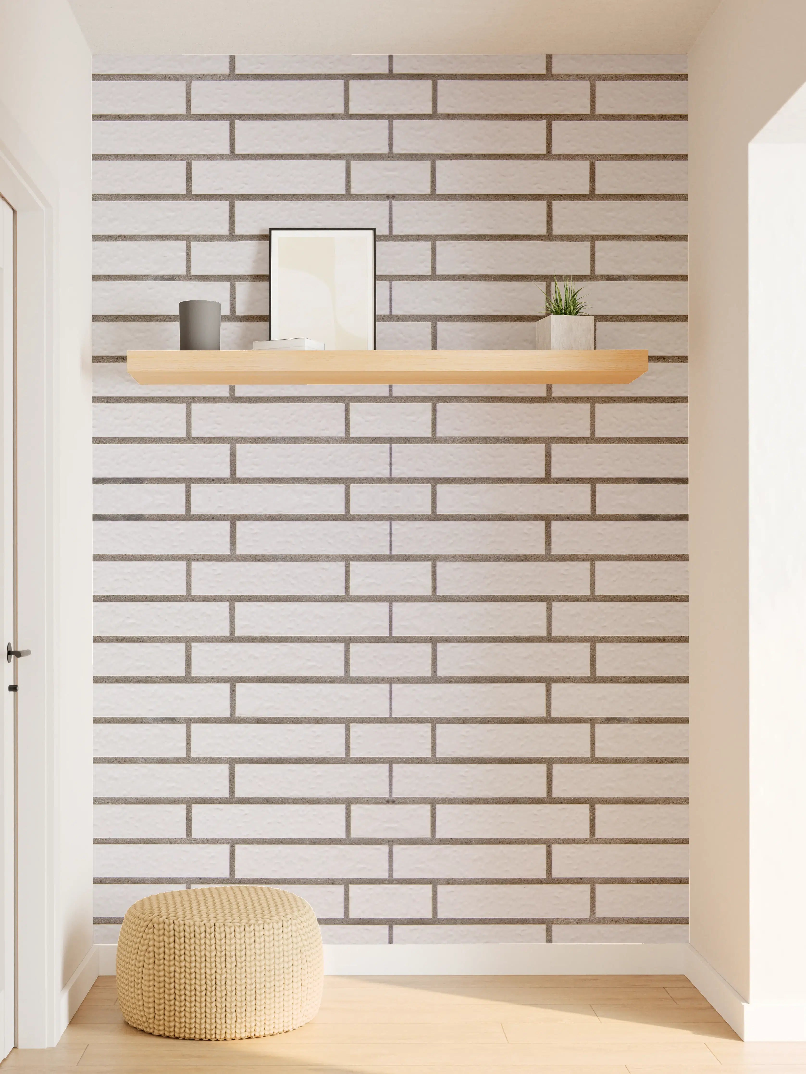 Wandverkleidung Flur - Weiß-Brauner Backsteinmauer