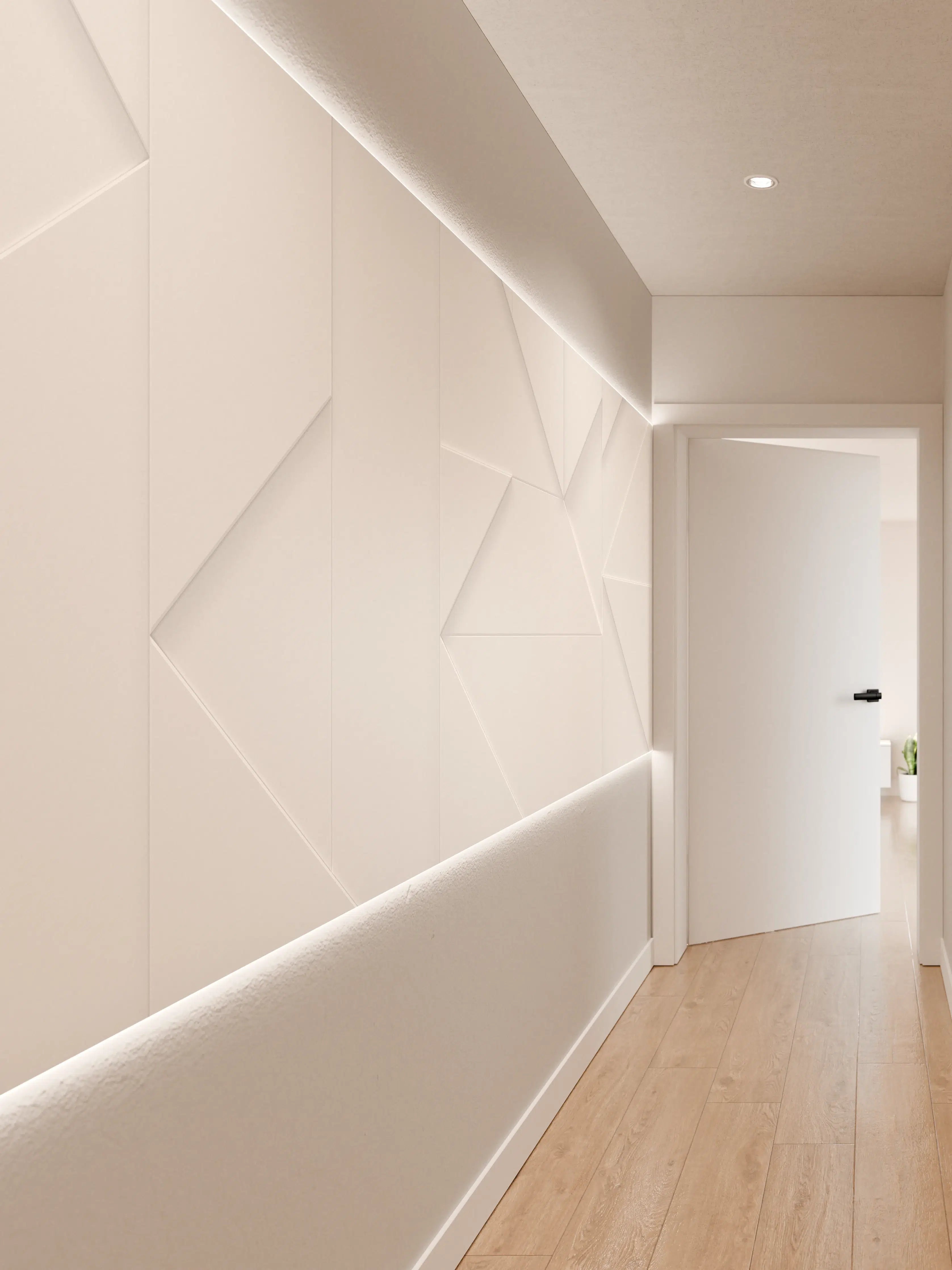 Wandverkleidung Flur - Weiß Geometrisches 3D Design