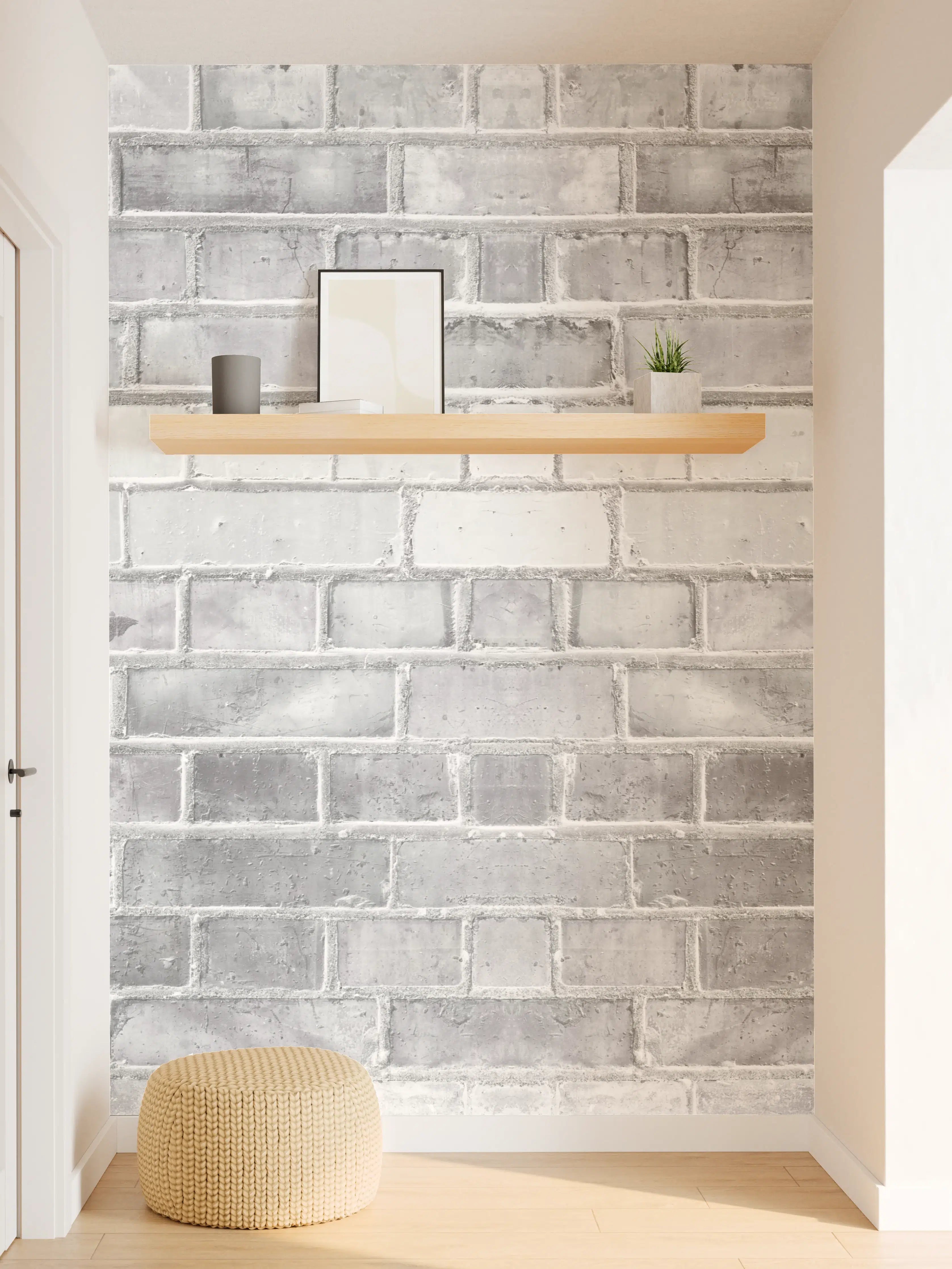 Wandverkleidung Flur - Weiß-Graue Backstein Wandtextur