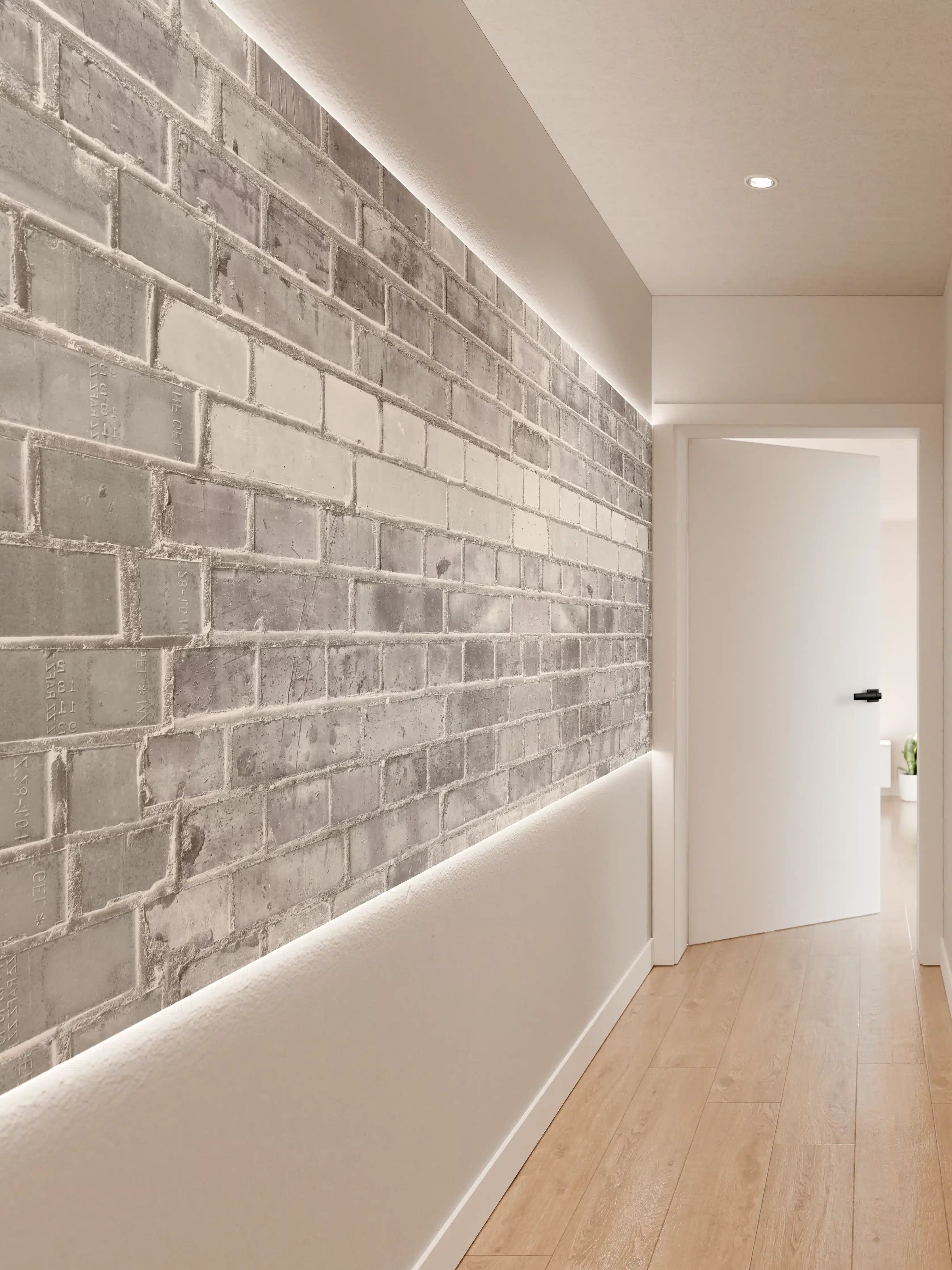 Wandverkleidung Flur - Weiß-Graue Backstein Wandtextur