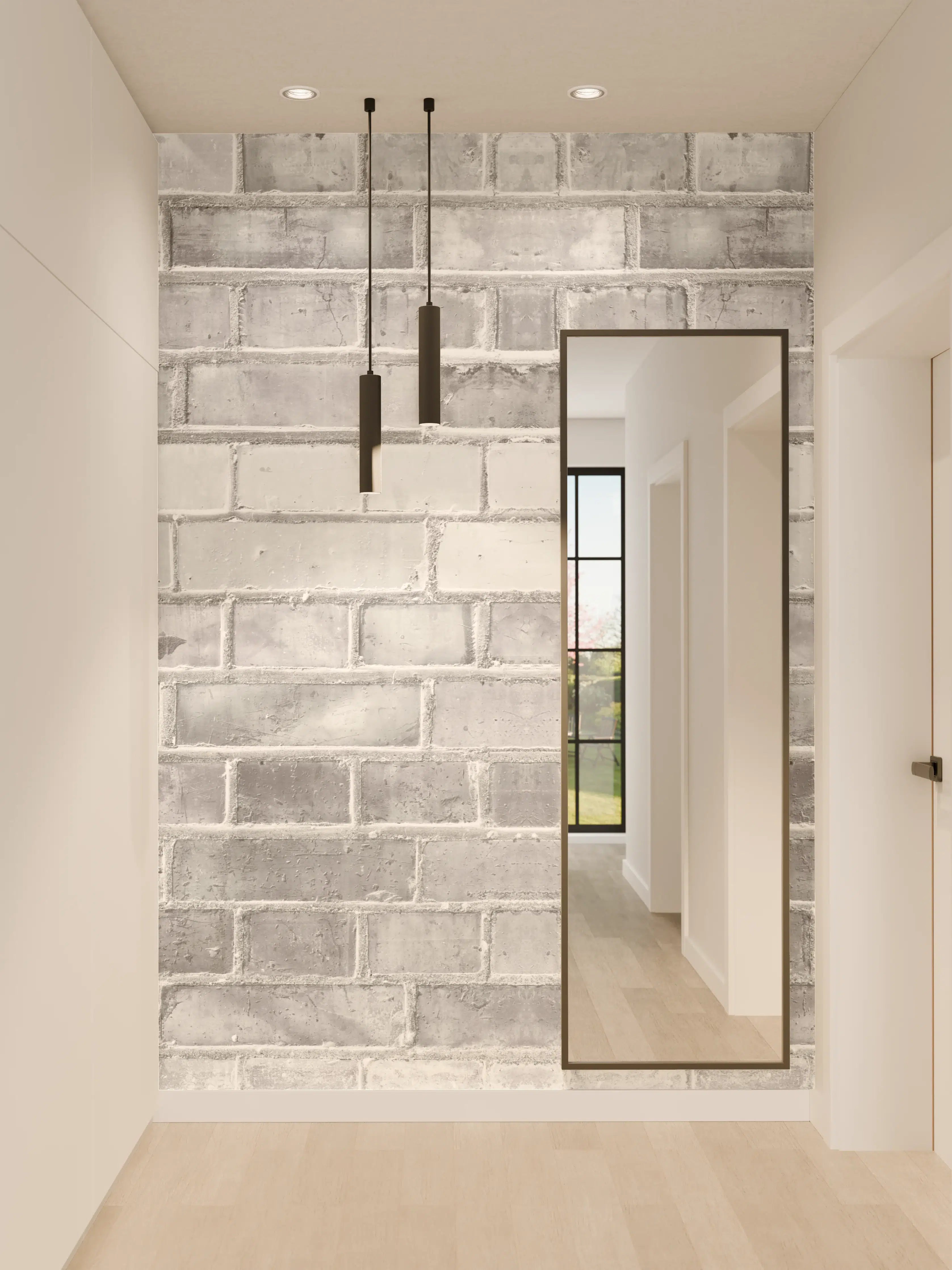 Wandverkleidung Flur - Weiß-Graue Backstein Wandtextur