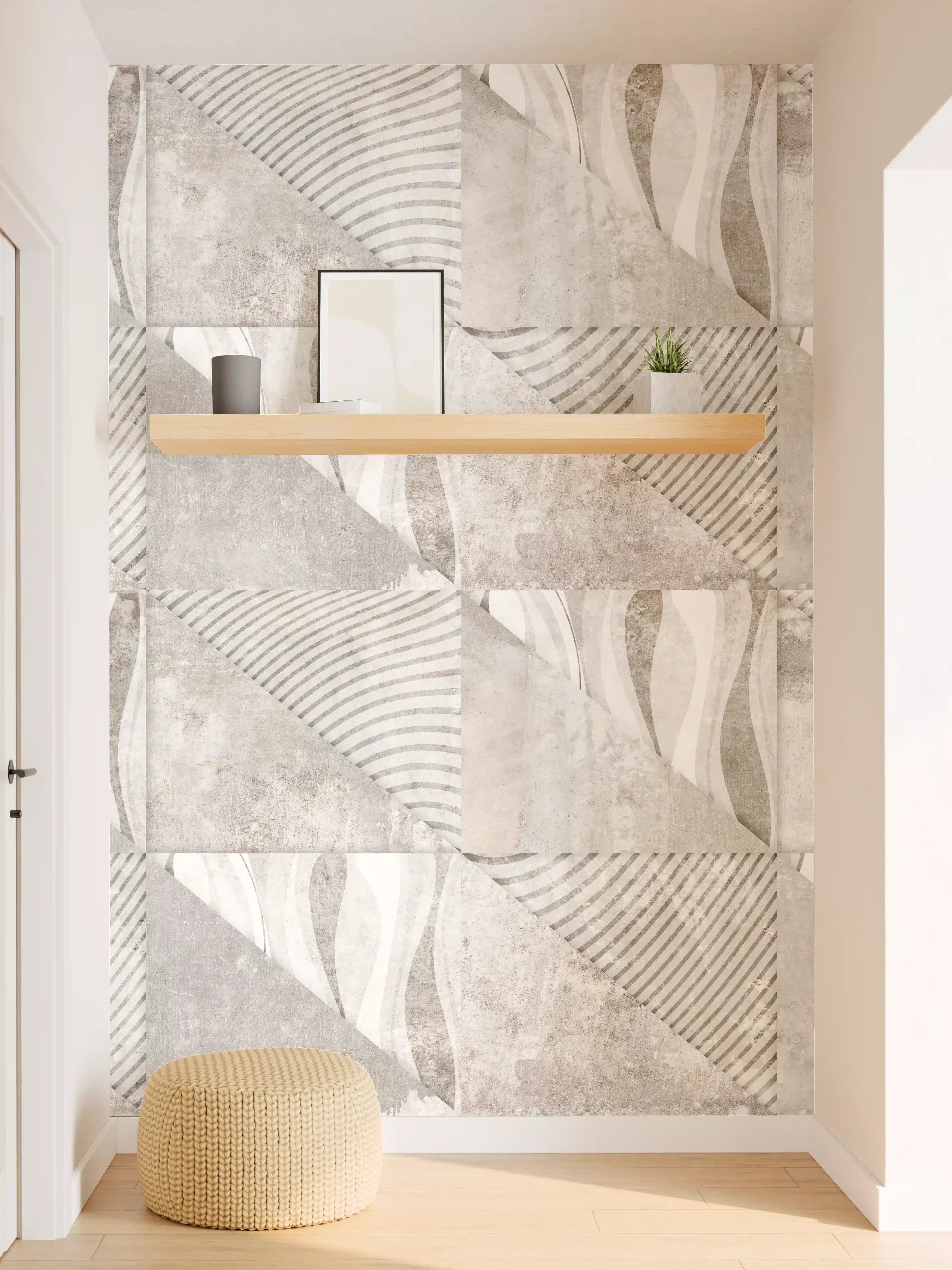 Wandverkleidung Flur - Weiß-Graue Beton-Textur Muster