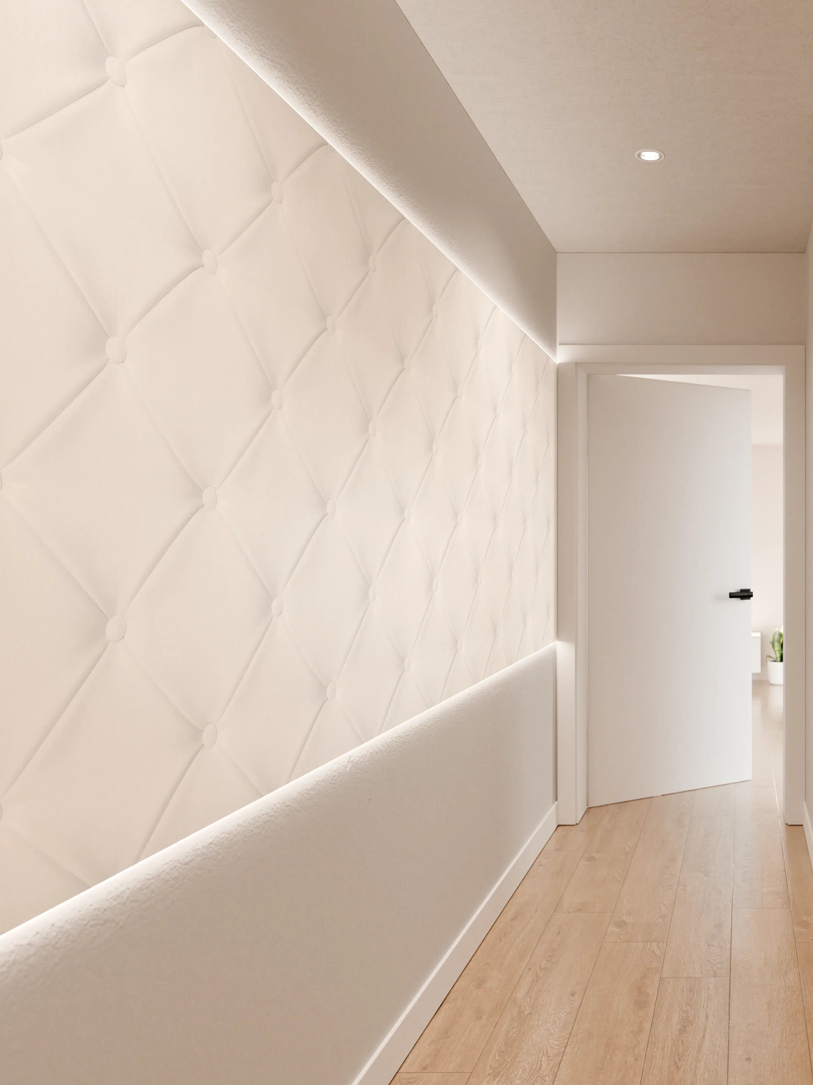 Wandverkleidung Flur - Weiß-Graue Luxus Ledertextur