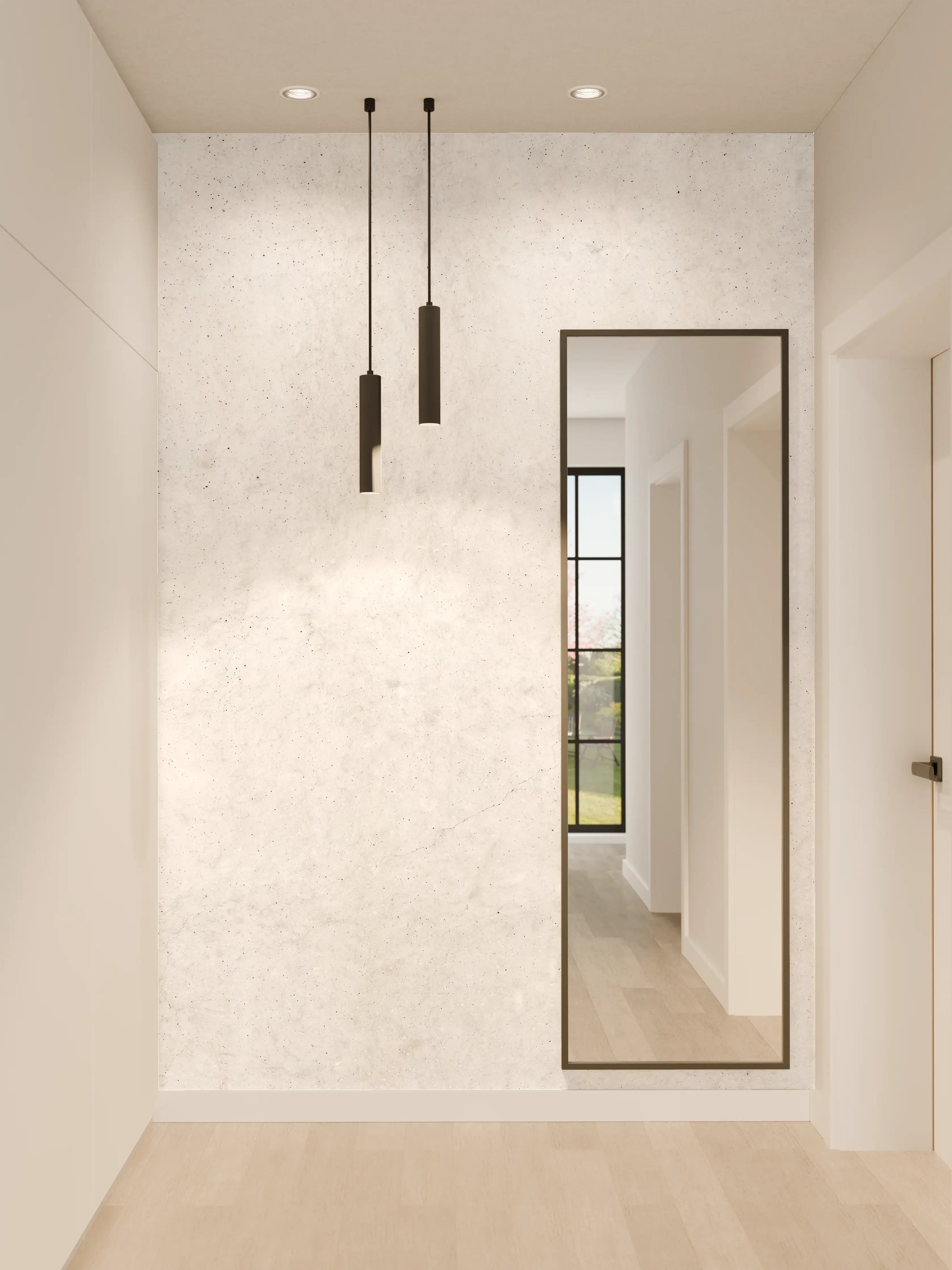 Wandverkleidung Flur - Weiß-bläuliche Betonwand