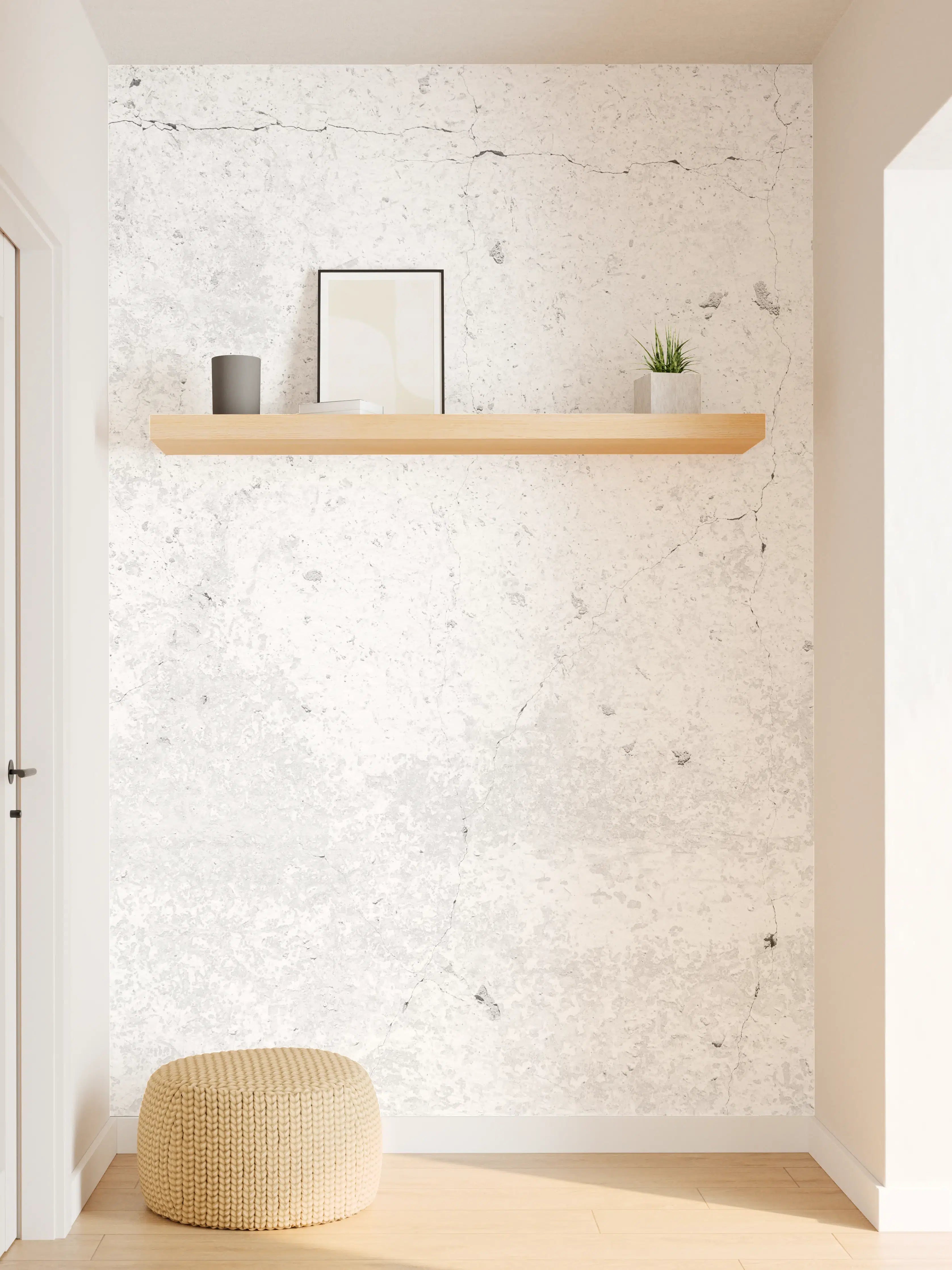 Wandverkleidung Flur - Weiß getünchte alte Betonwand