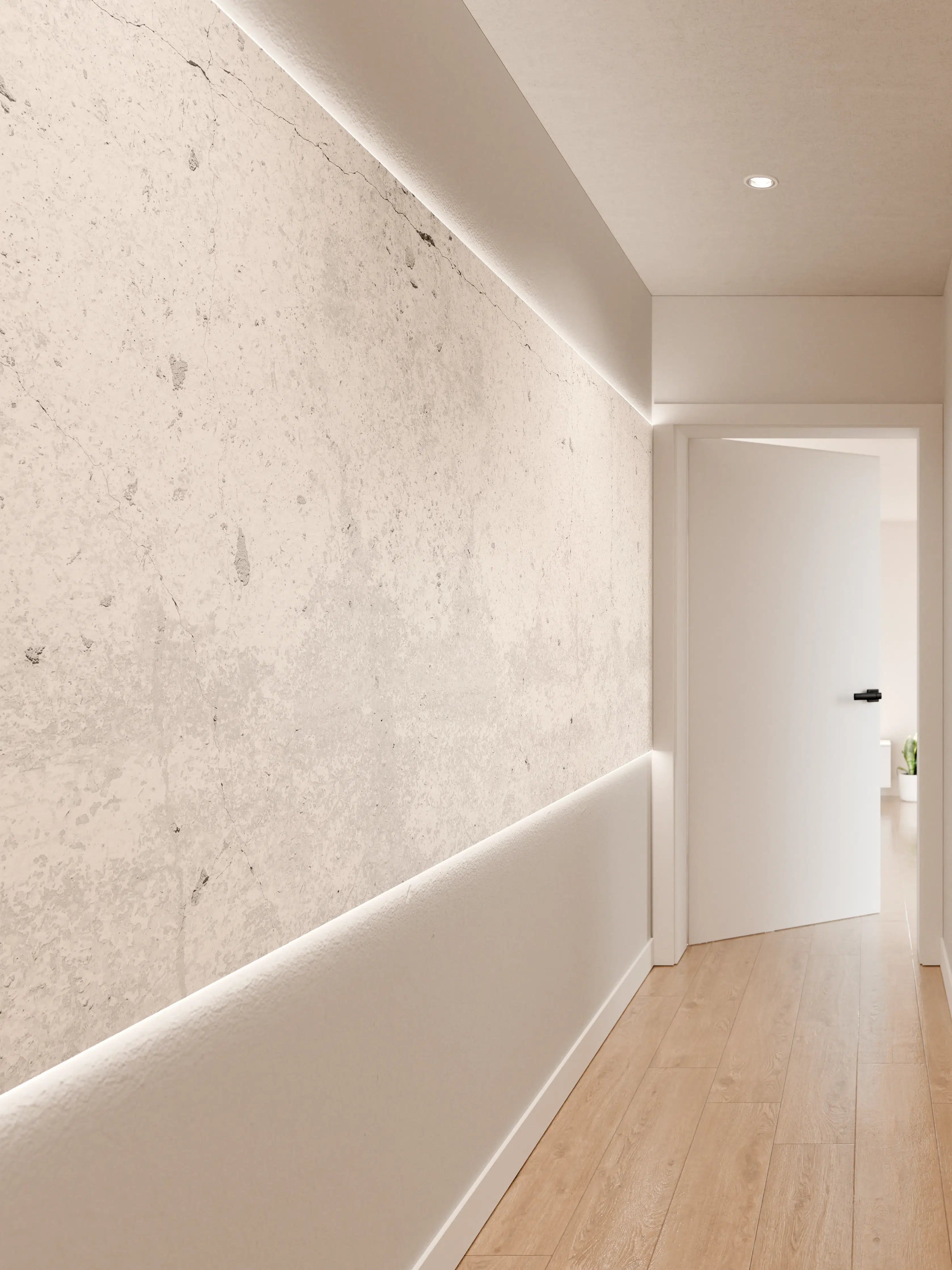 Wandverkleidung Flur - Weiß getünchte alte Betonwand