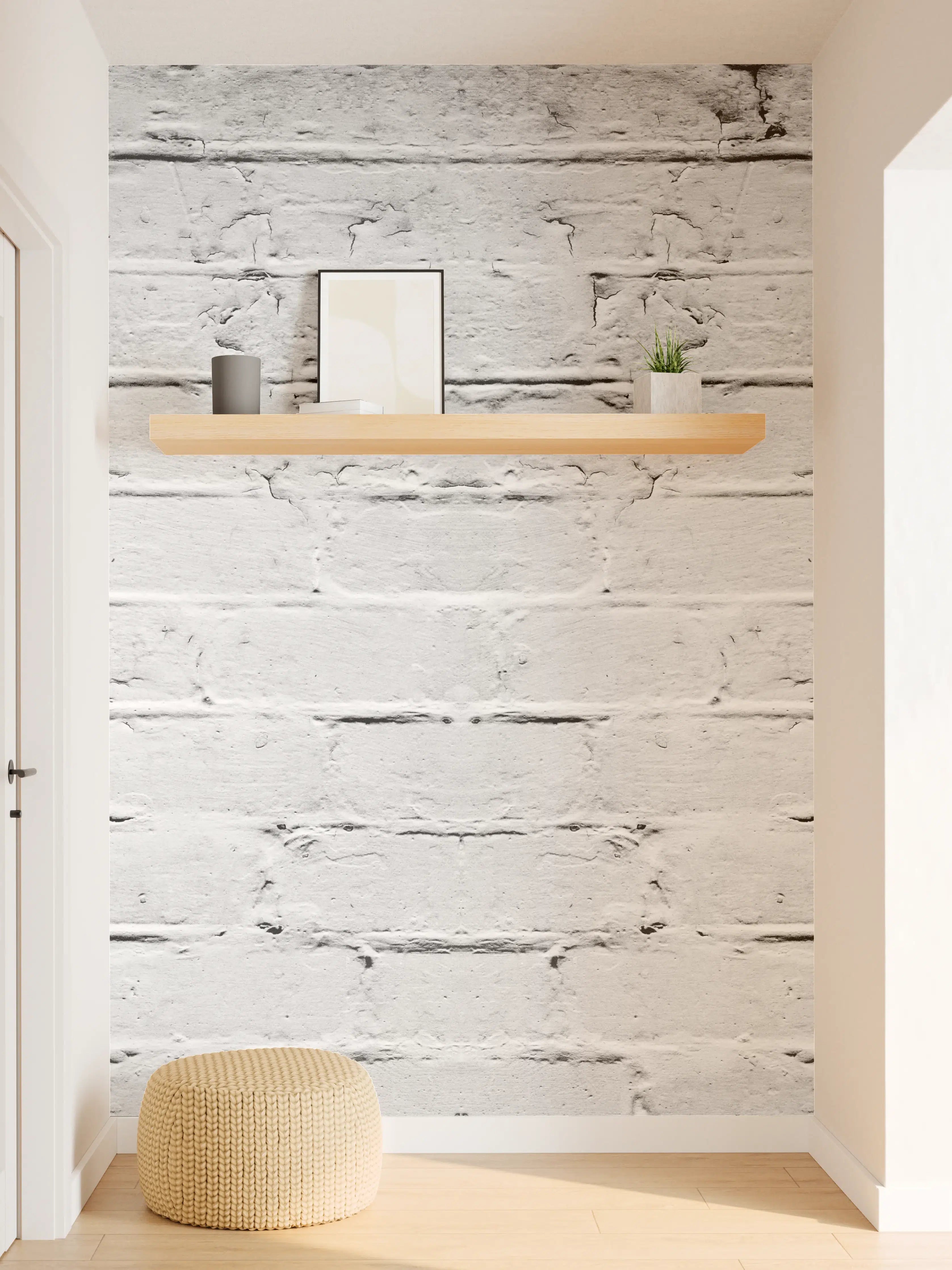 Wandverkleidung Flur - Weiß grau beschädigte Backstein Wand