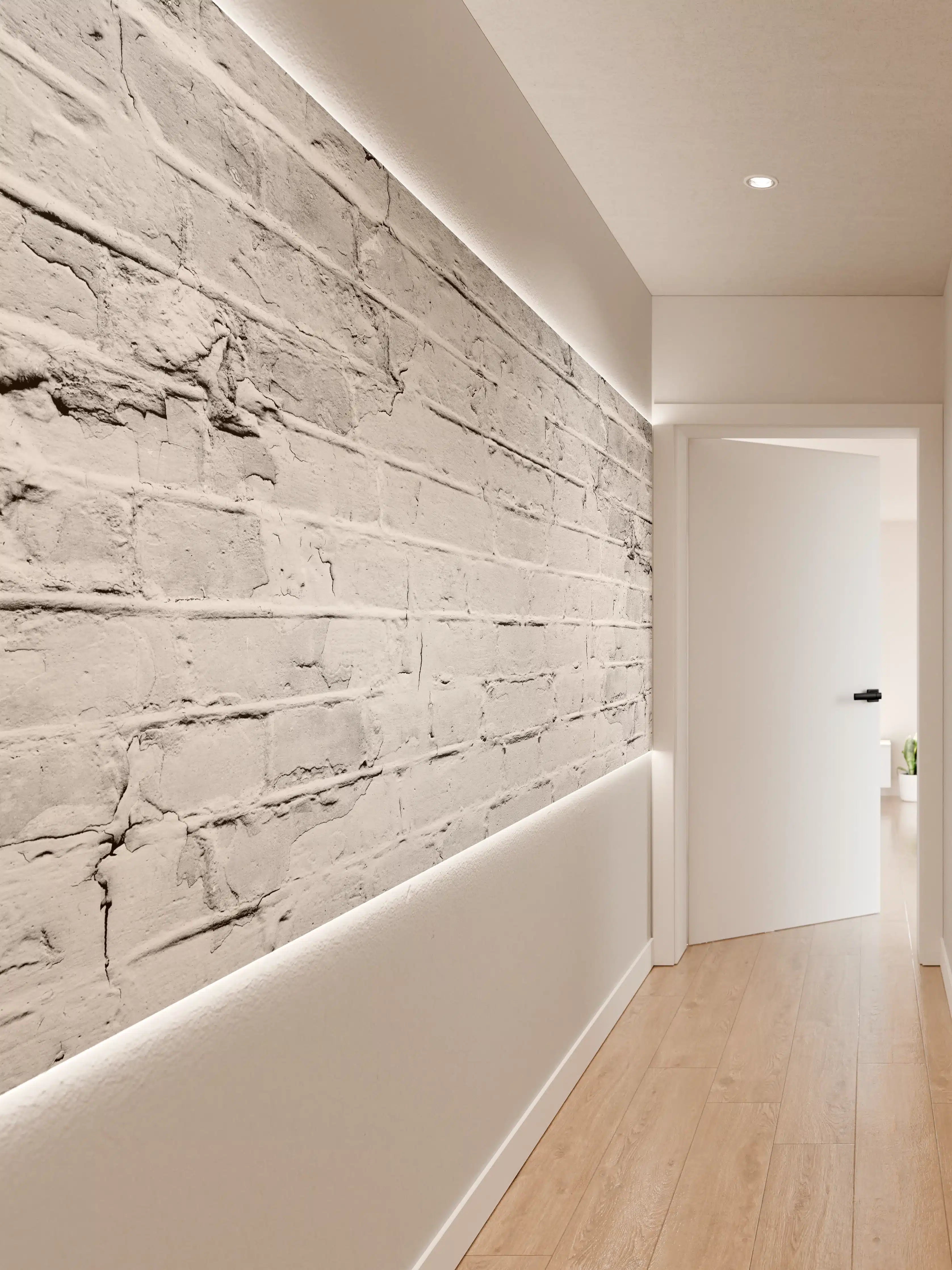 Wandverkleidung Flur - Weiß grau beschädigte Backstein Wand
