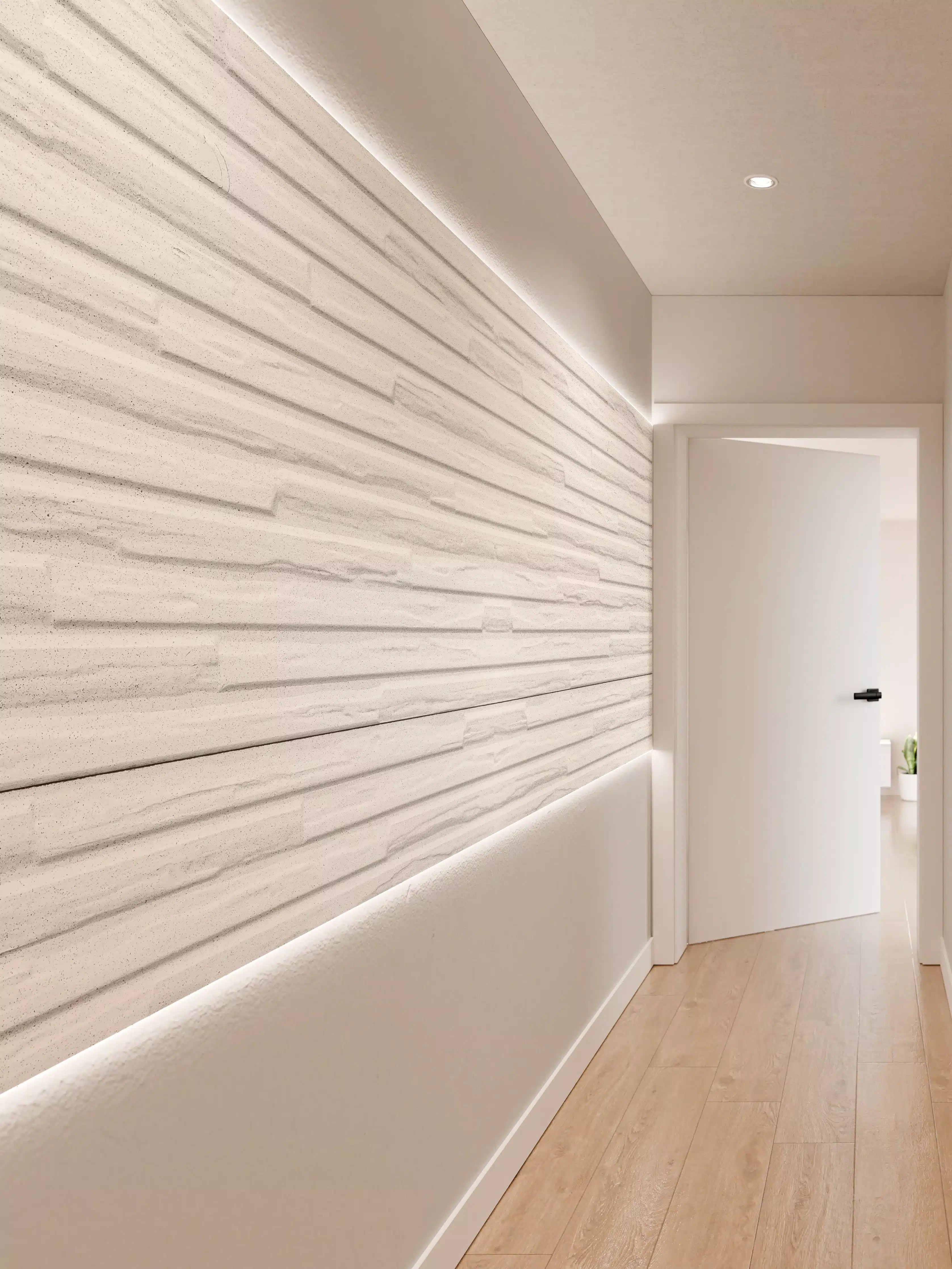 Wandverkleidung Flur - Weiß modernes Steinwand Muster