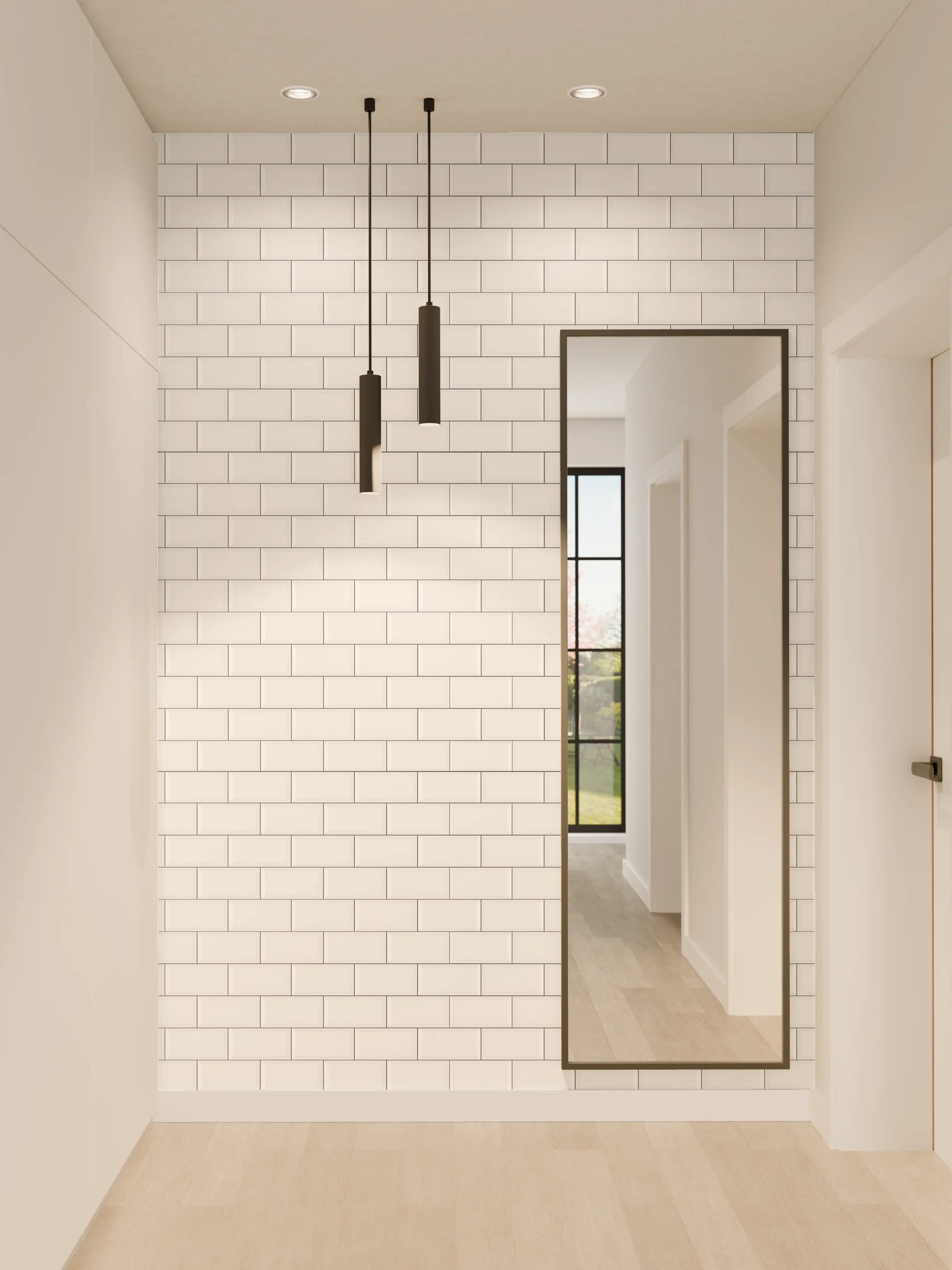 Wandverkleidung Flur - Weiße Fliesenwand in modernem Design
