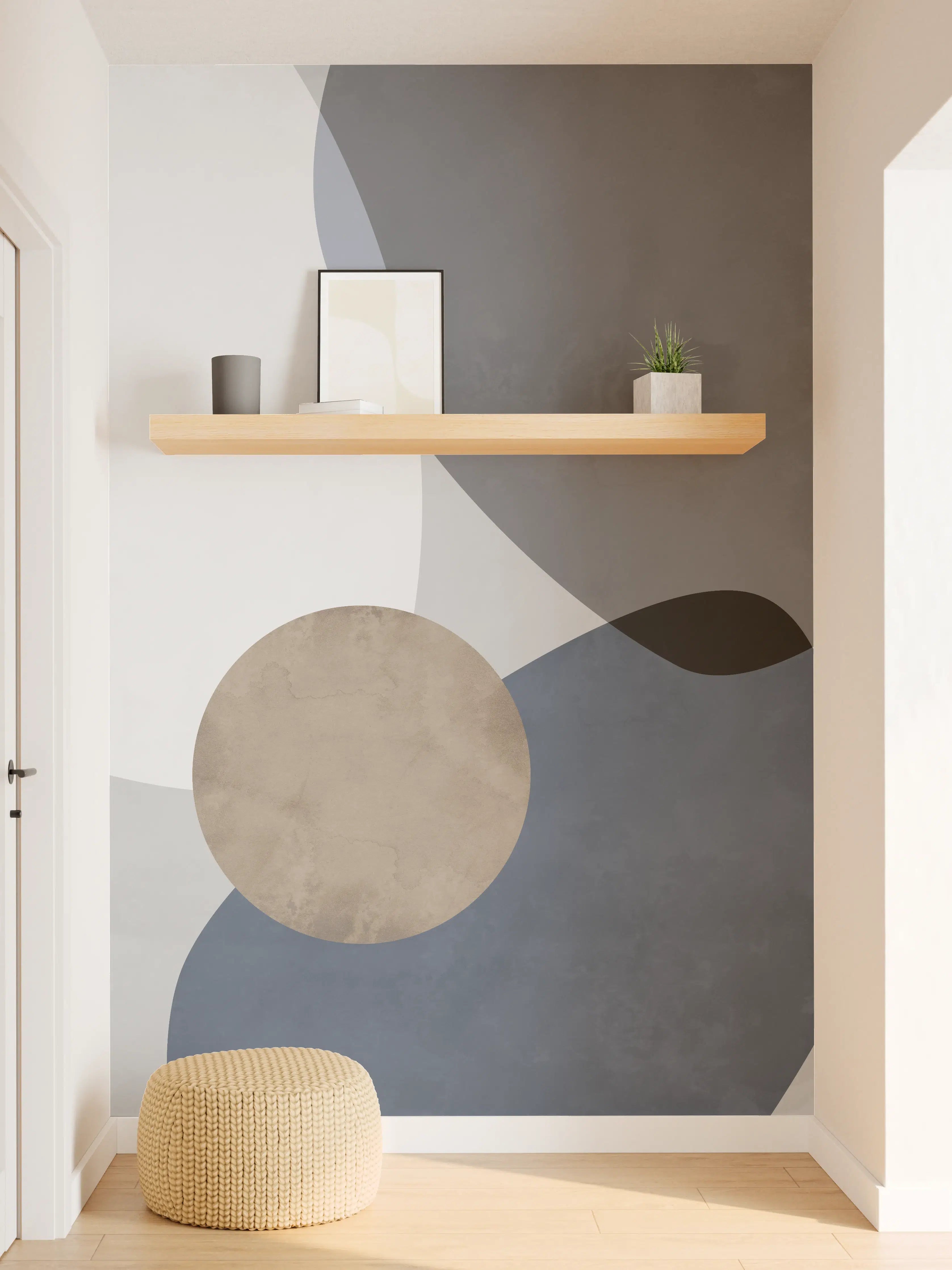 Wandverkleidung Flur - Weiße Grautöne: Moderne geometrische Wandkunst