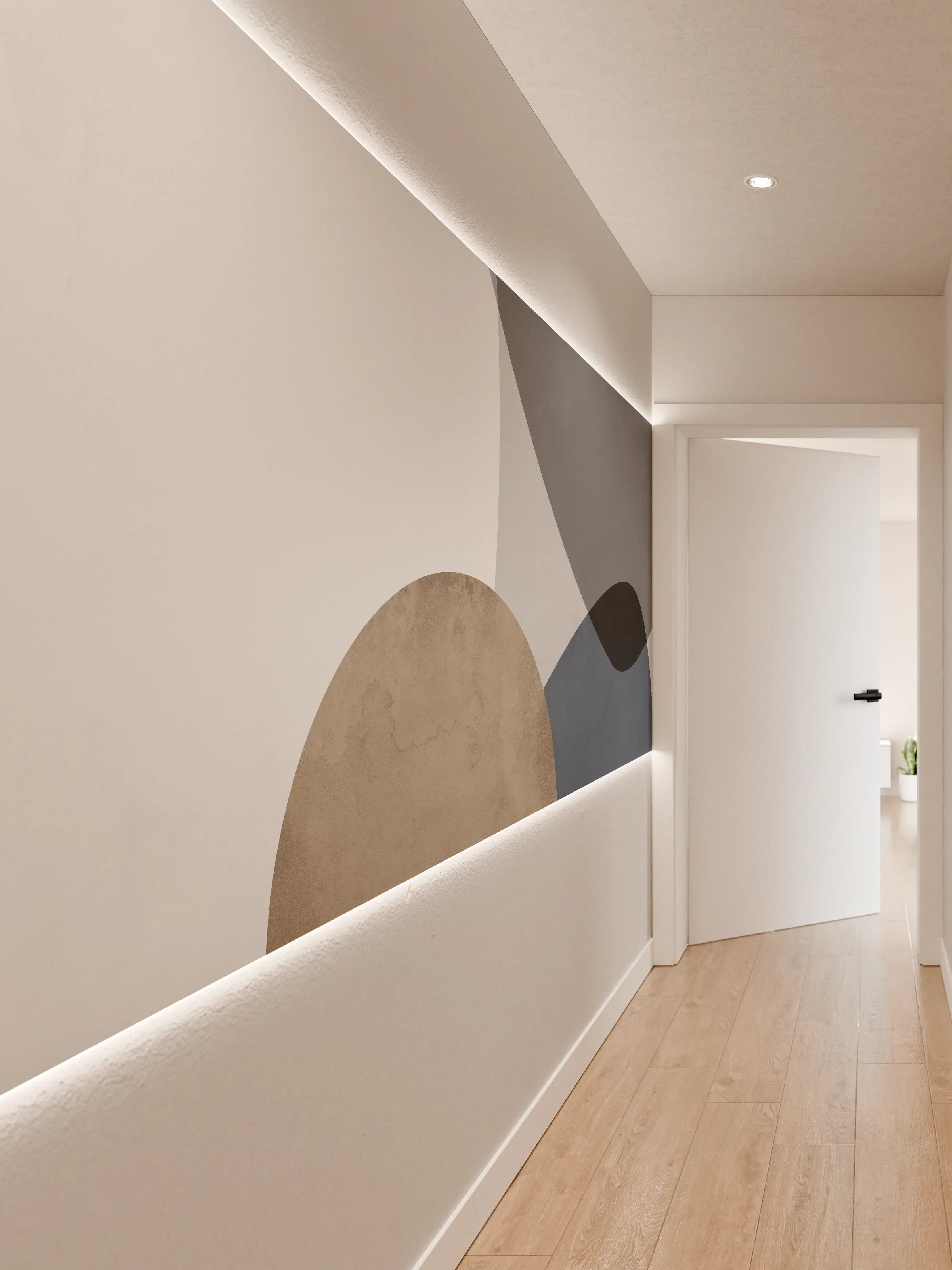 Wandverkleidung Flur - Weiße Grautöne: Moderne geometrische Wandkunst