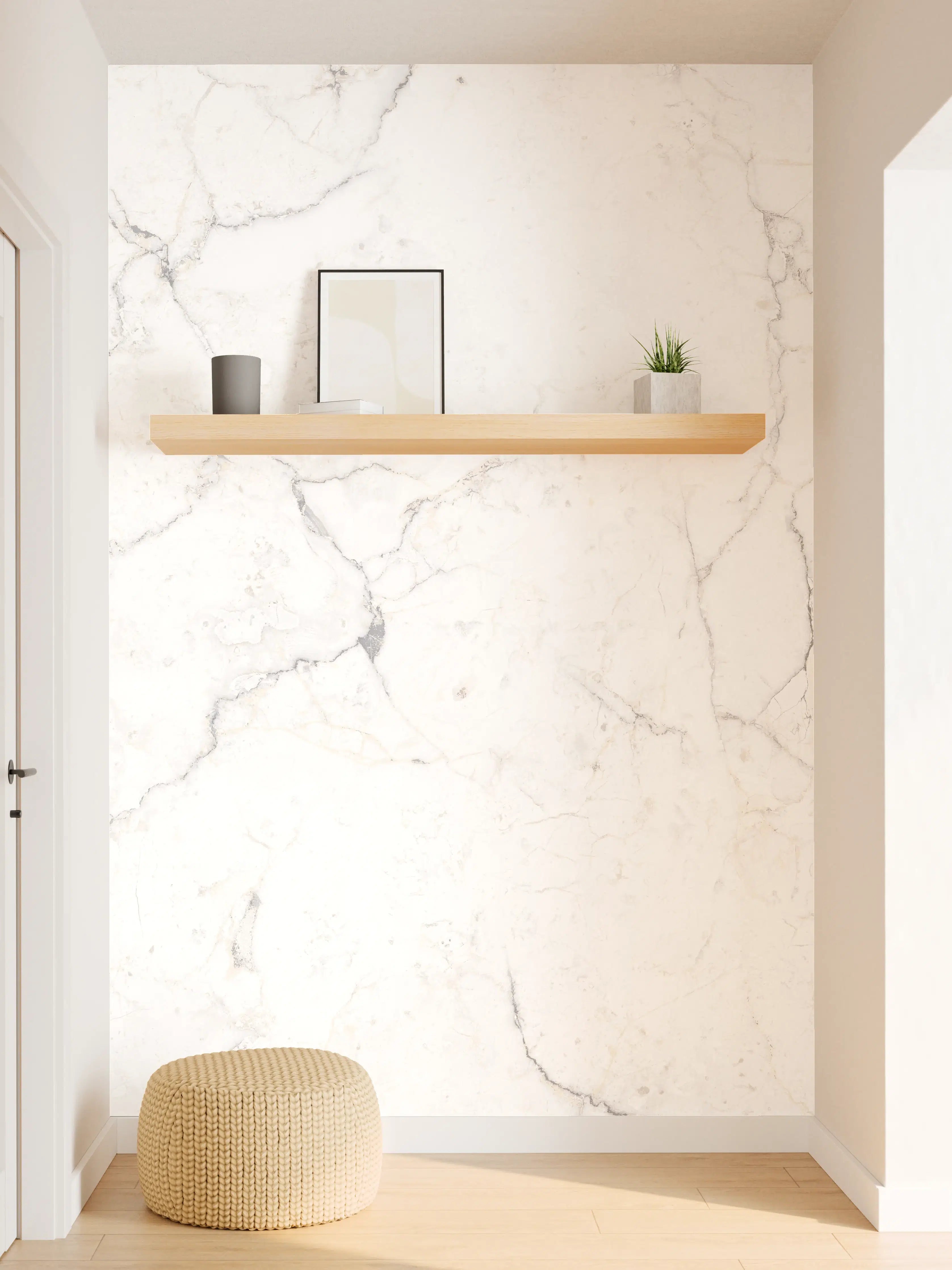 Wandverkleidung Flur - Weiße Marmor - Beton Textur