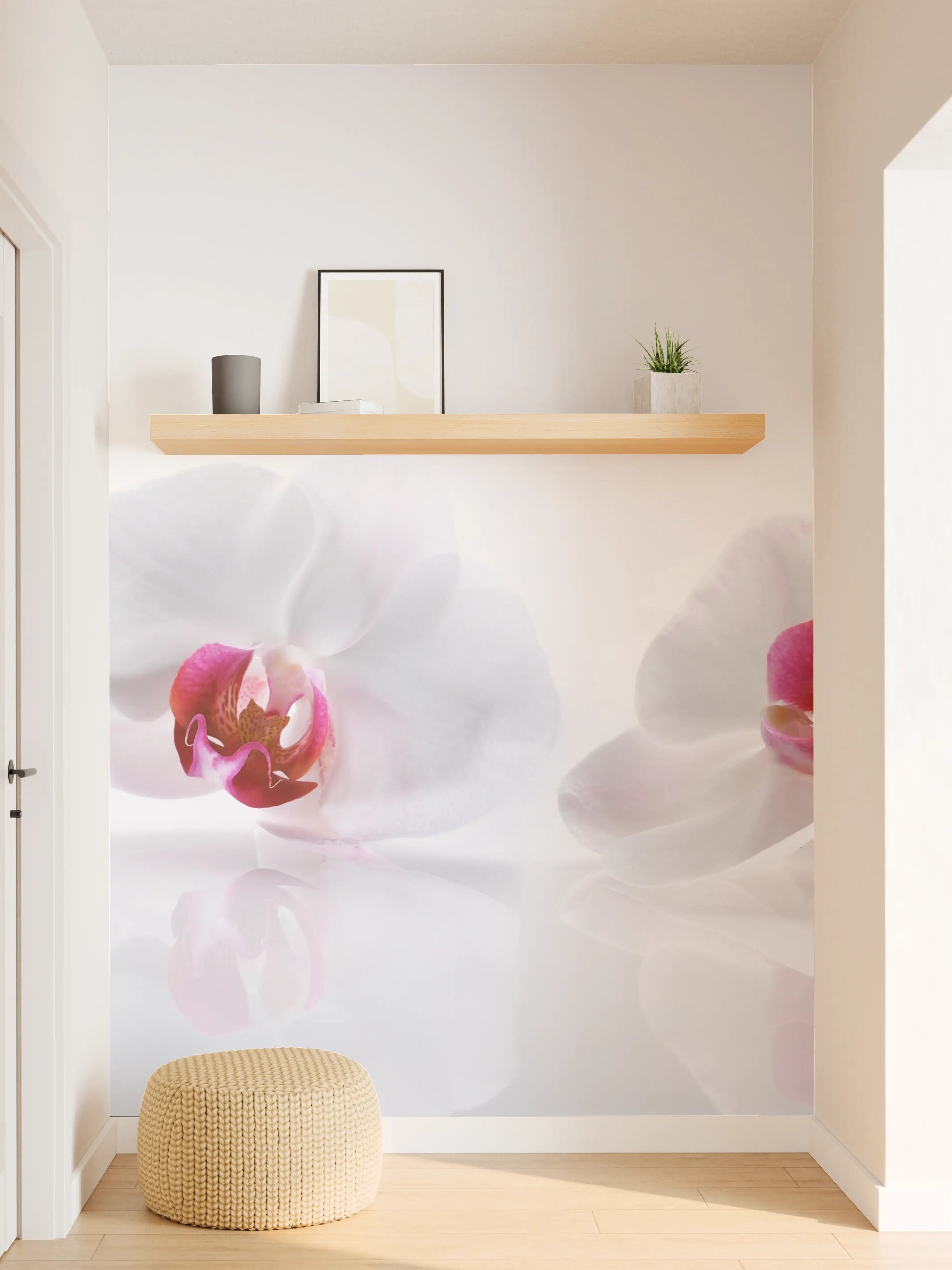 Wandverkleidung Flur - Weiße Orchideen