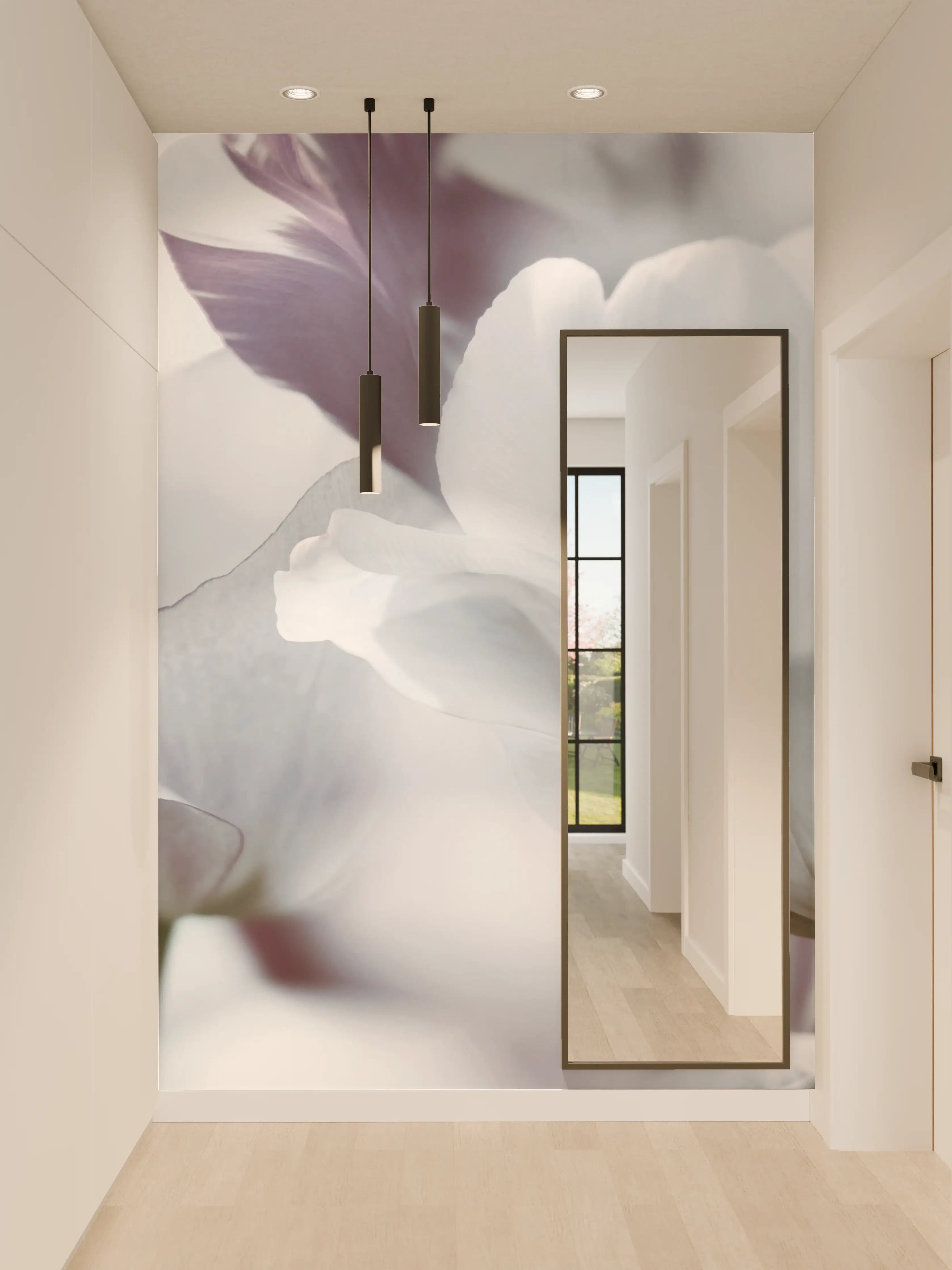 Wandverkleidung Flur - Weiße Tulpen