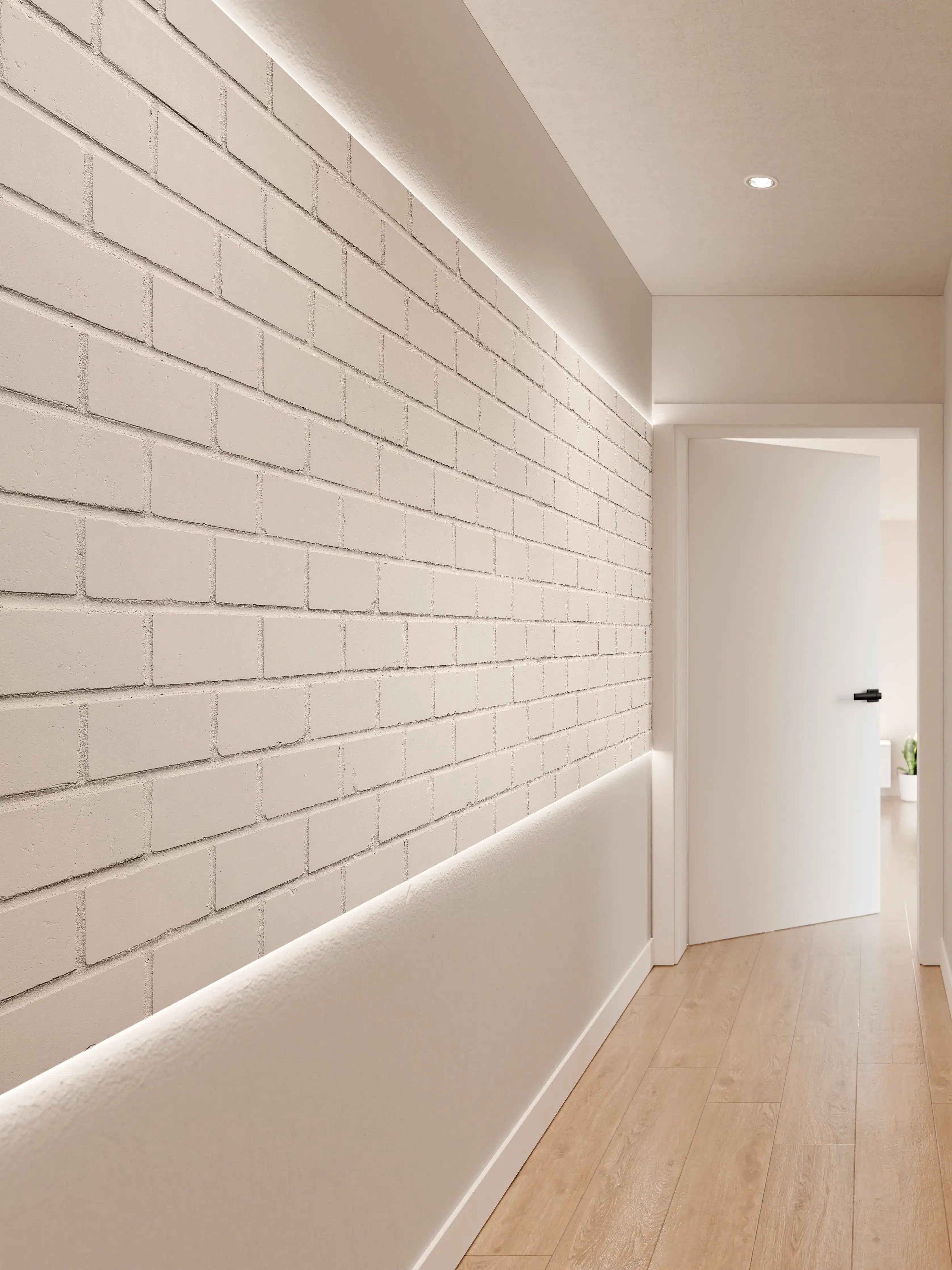 Wandverkleidung Flur - Weiße Ziegelwand - Zement