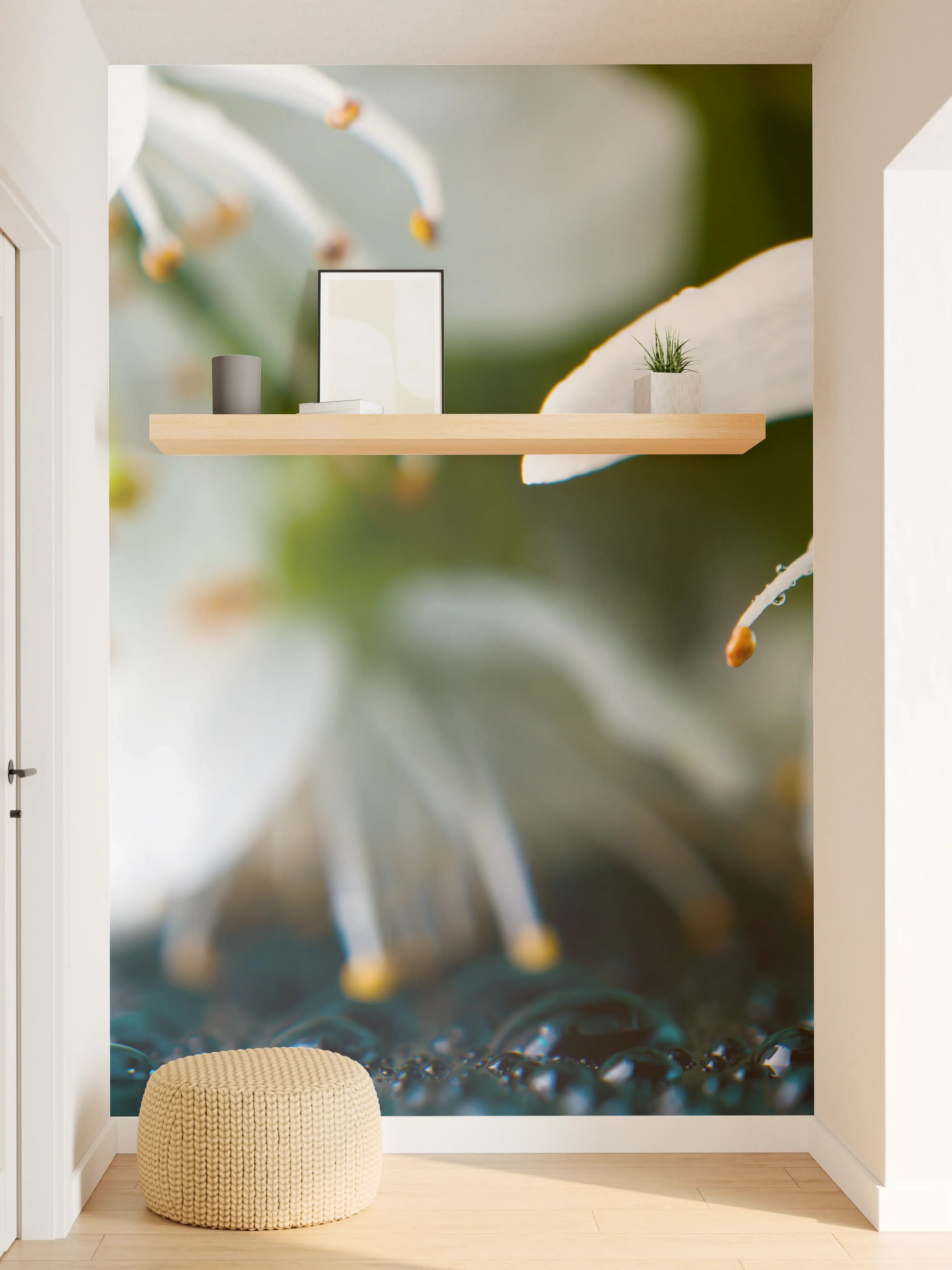 Wandverkleidung Flur - Weiße blühende Frühlingsblumen