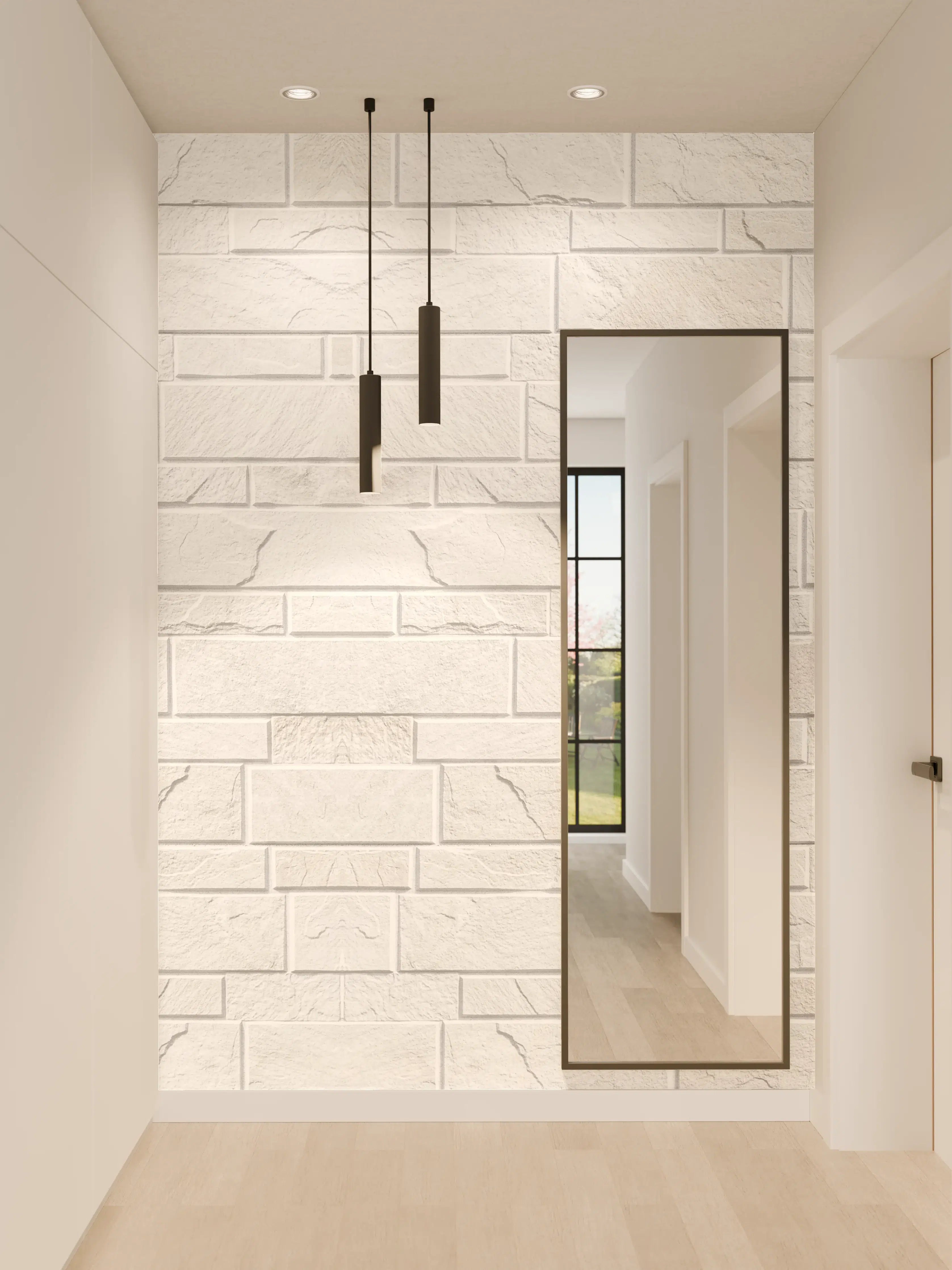 Wandverkleidung Flur - Weiße moderne Steinwand