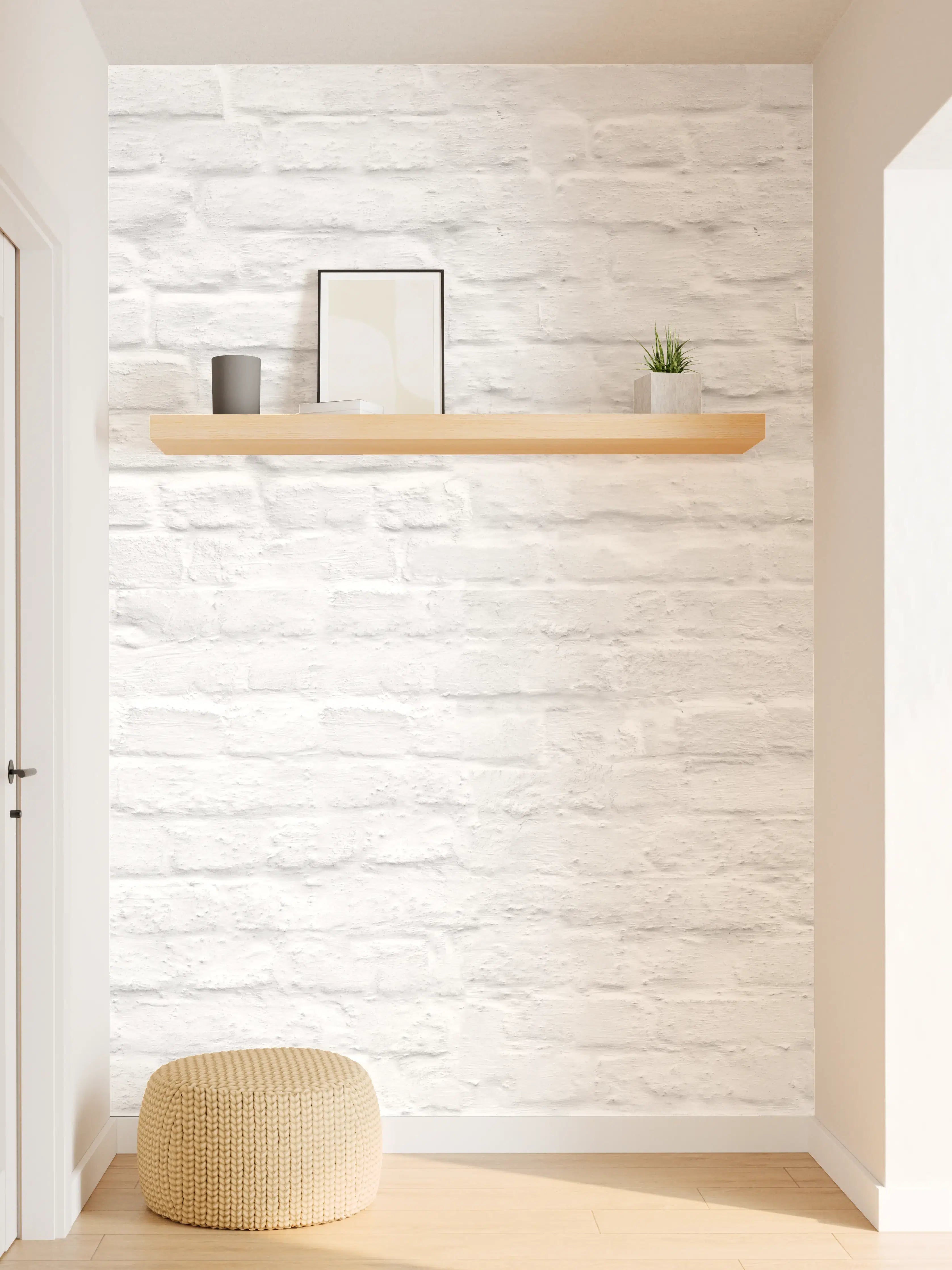 Wandverkleidung Flur - Weiße nahtlose Backsteinmauer