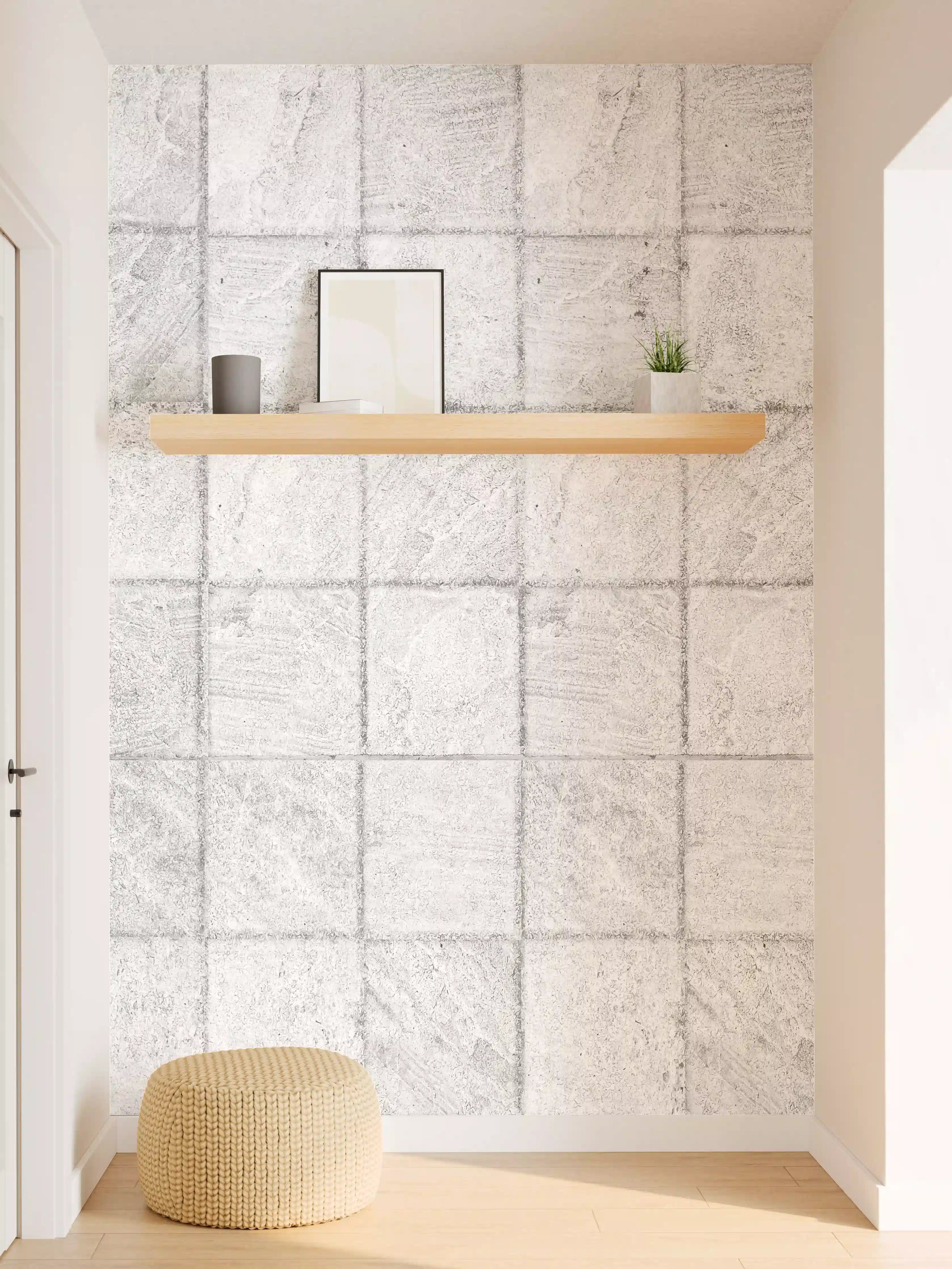 Wandverkleidung Flur - Weiße quadratische Stein Fliesen