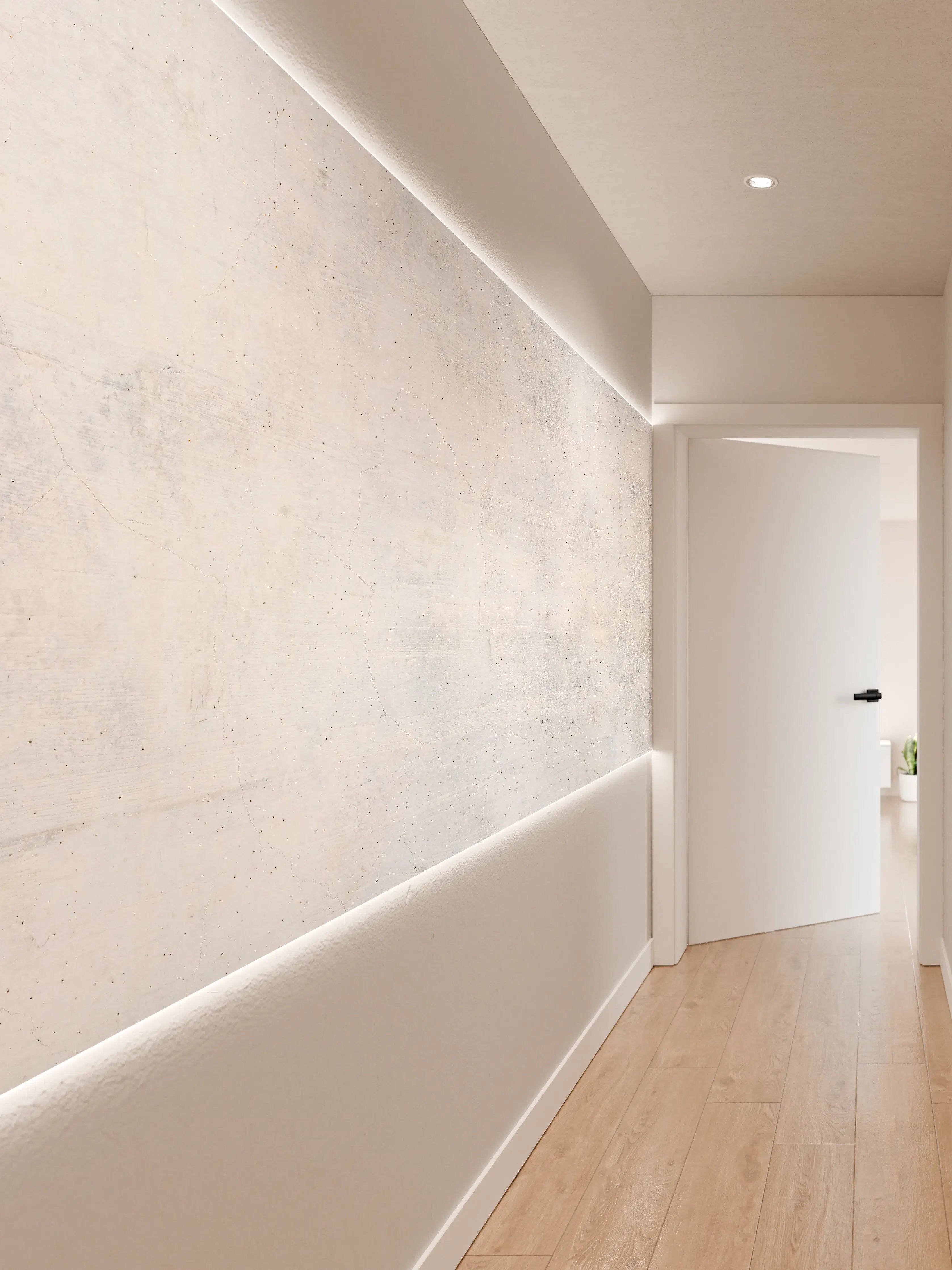 Wandverkleidung Flur - Weiße verwitterte Betonwand