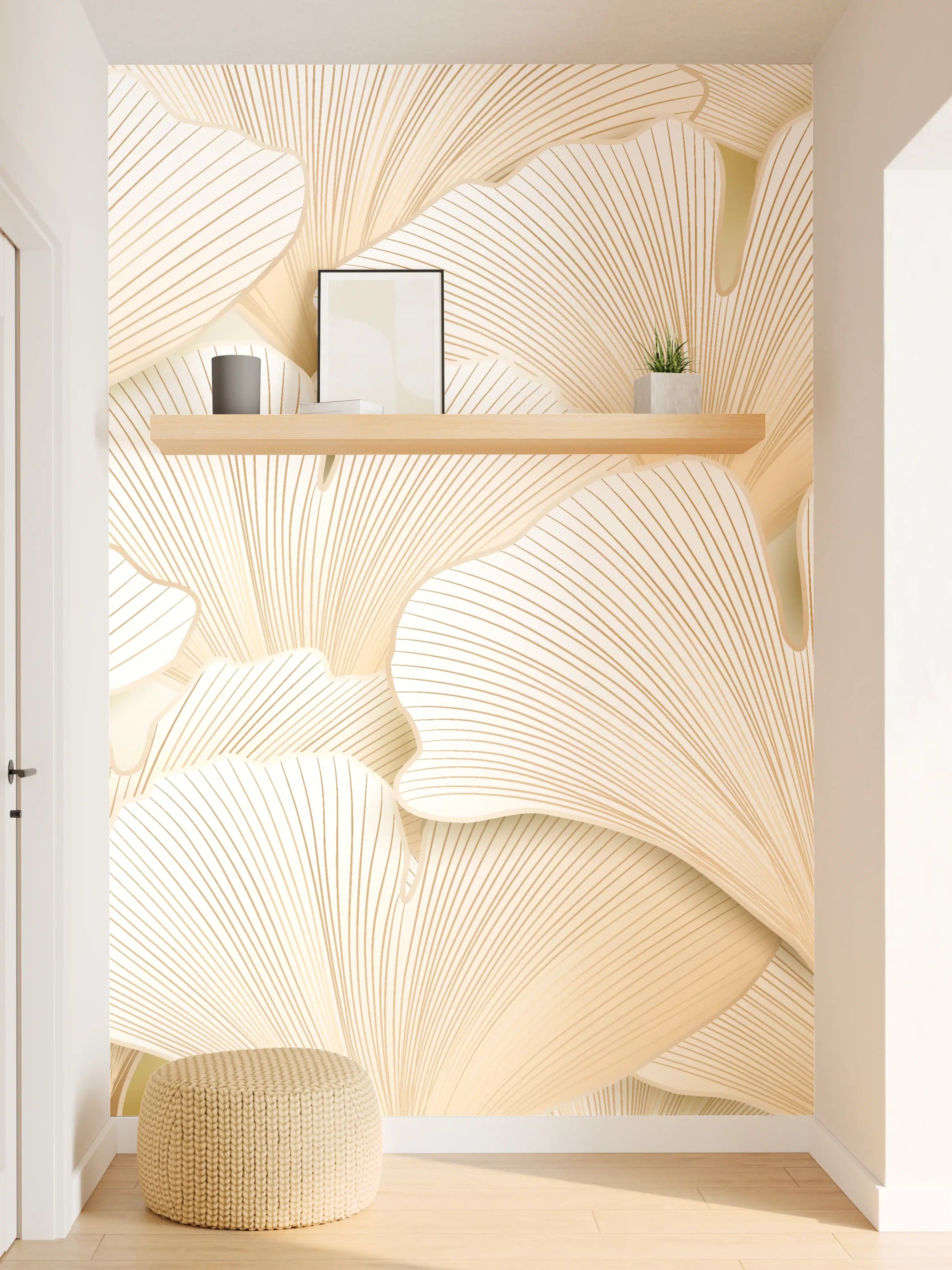 Wandverkleidung Flur - Weißer Ginkgo-Stil Dekor