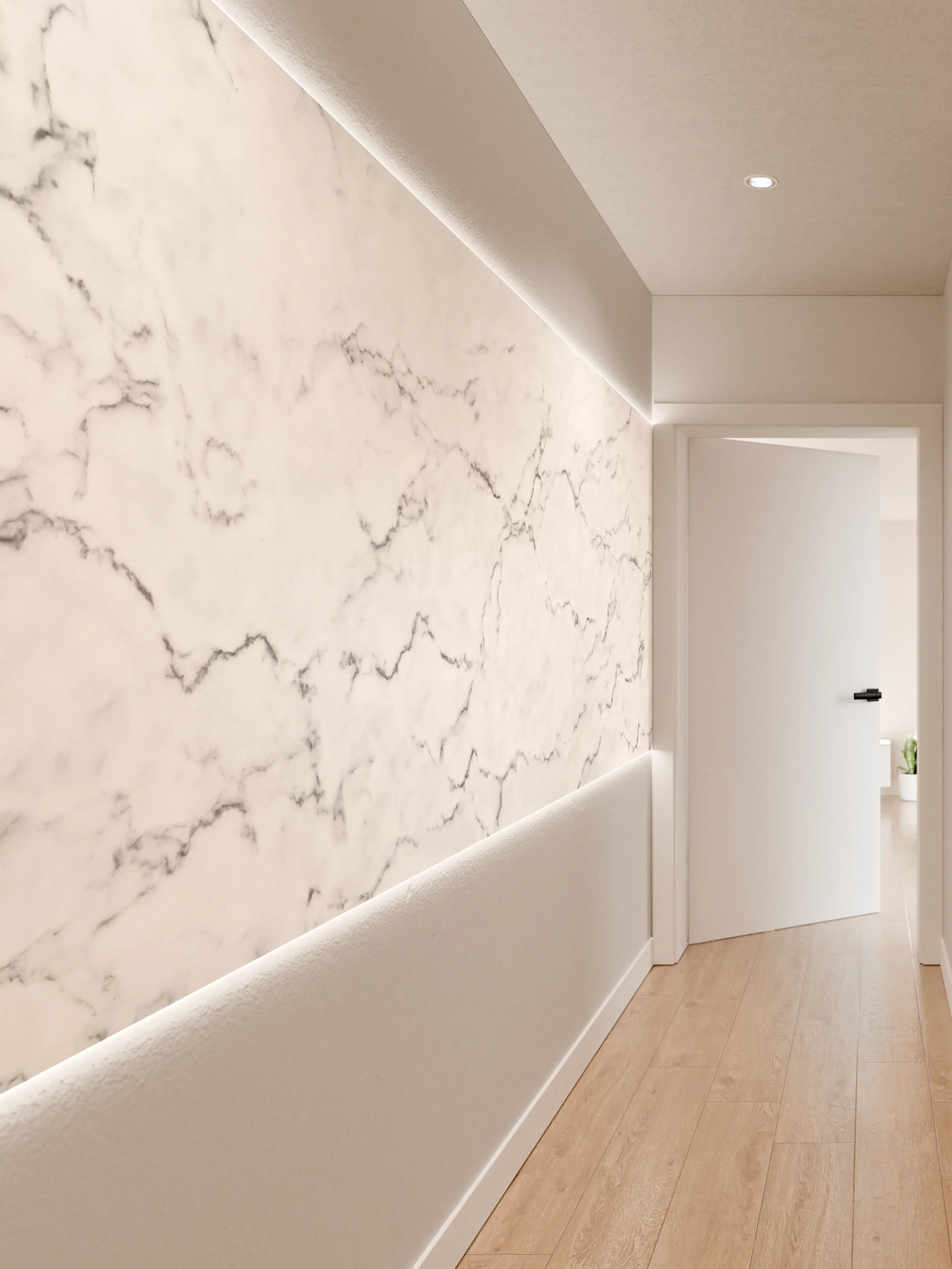 Wandverkleidung Flur - Weißer Marmor