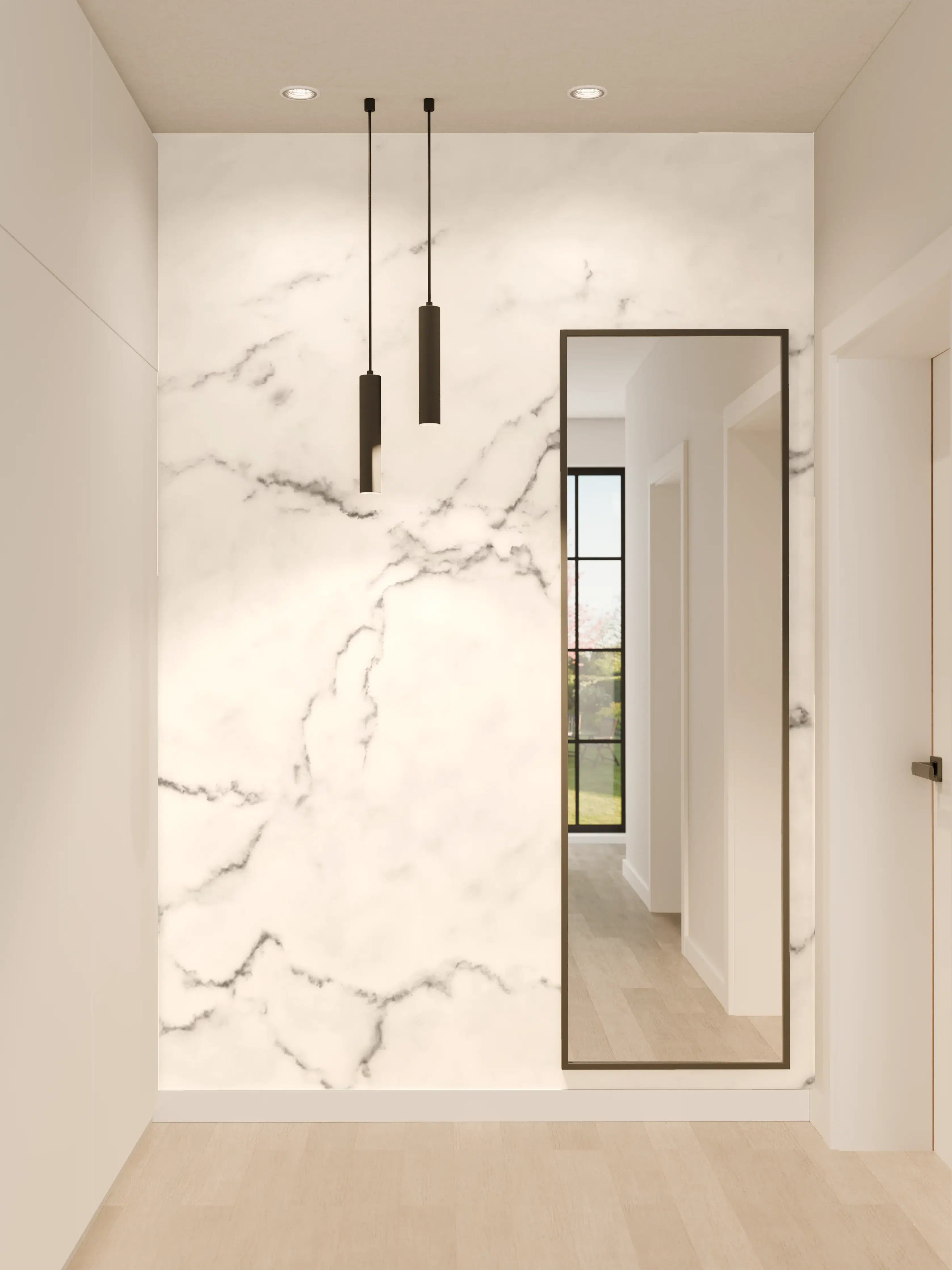 Wandverkleidung Flur - Weißer Marmor