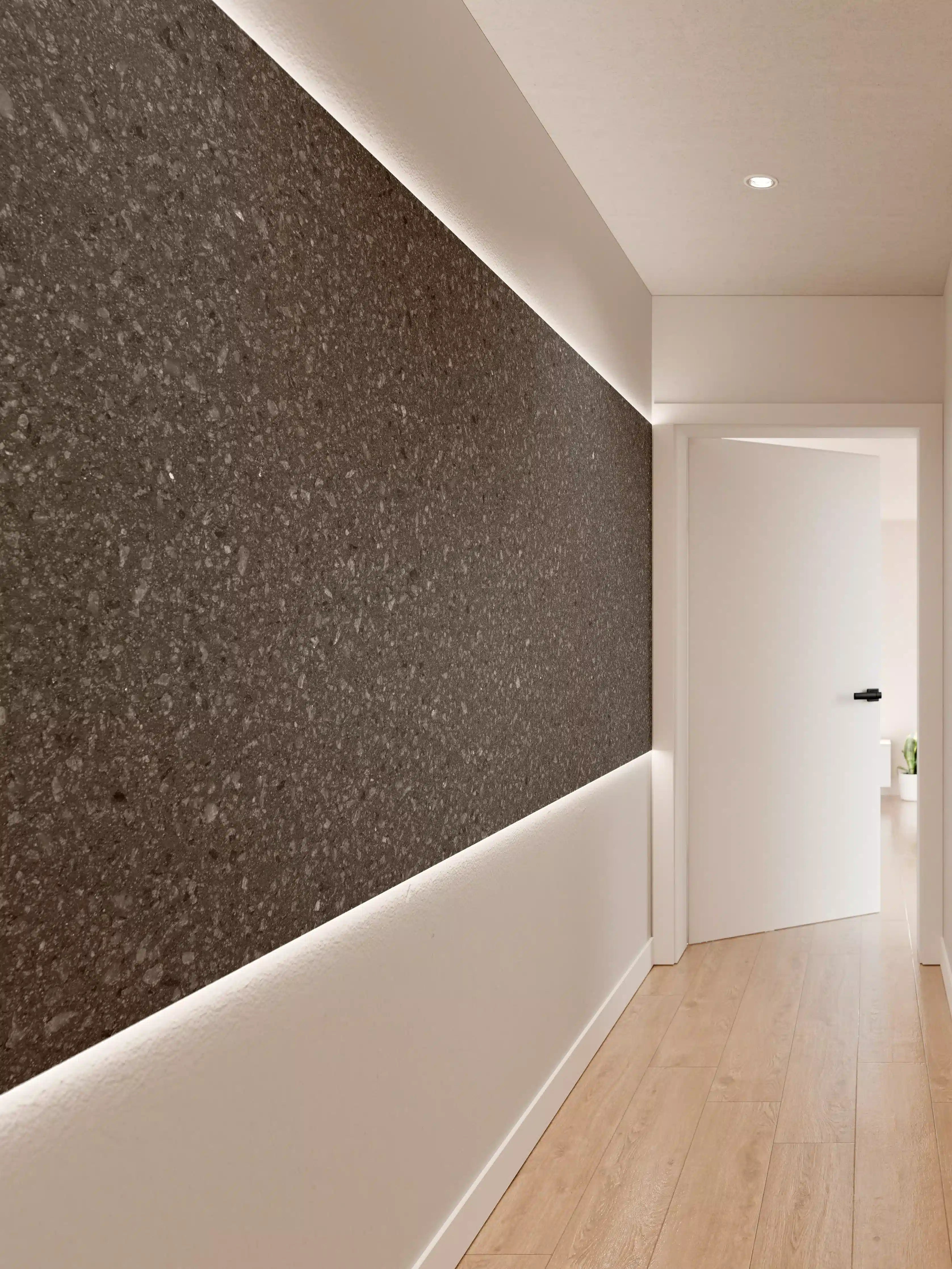 Wandverkleidung Flur - Weißer Marmor mit Grauschliff