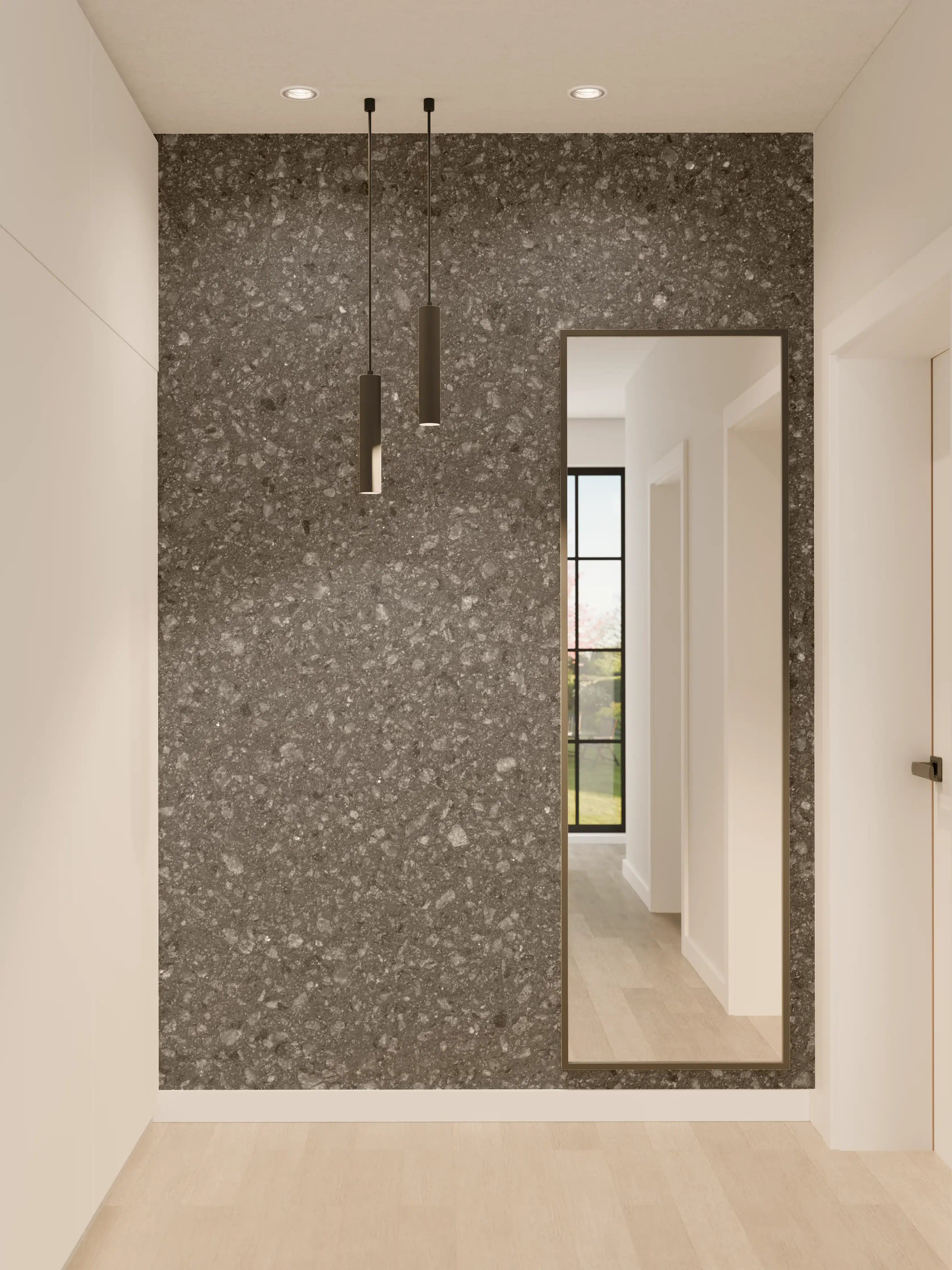 Wandverkleidung Flur - Weißer Marmor mit Grauschliff