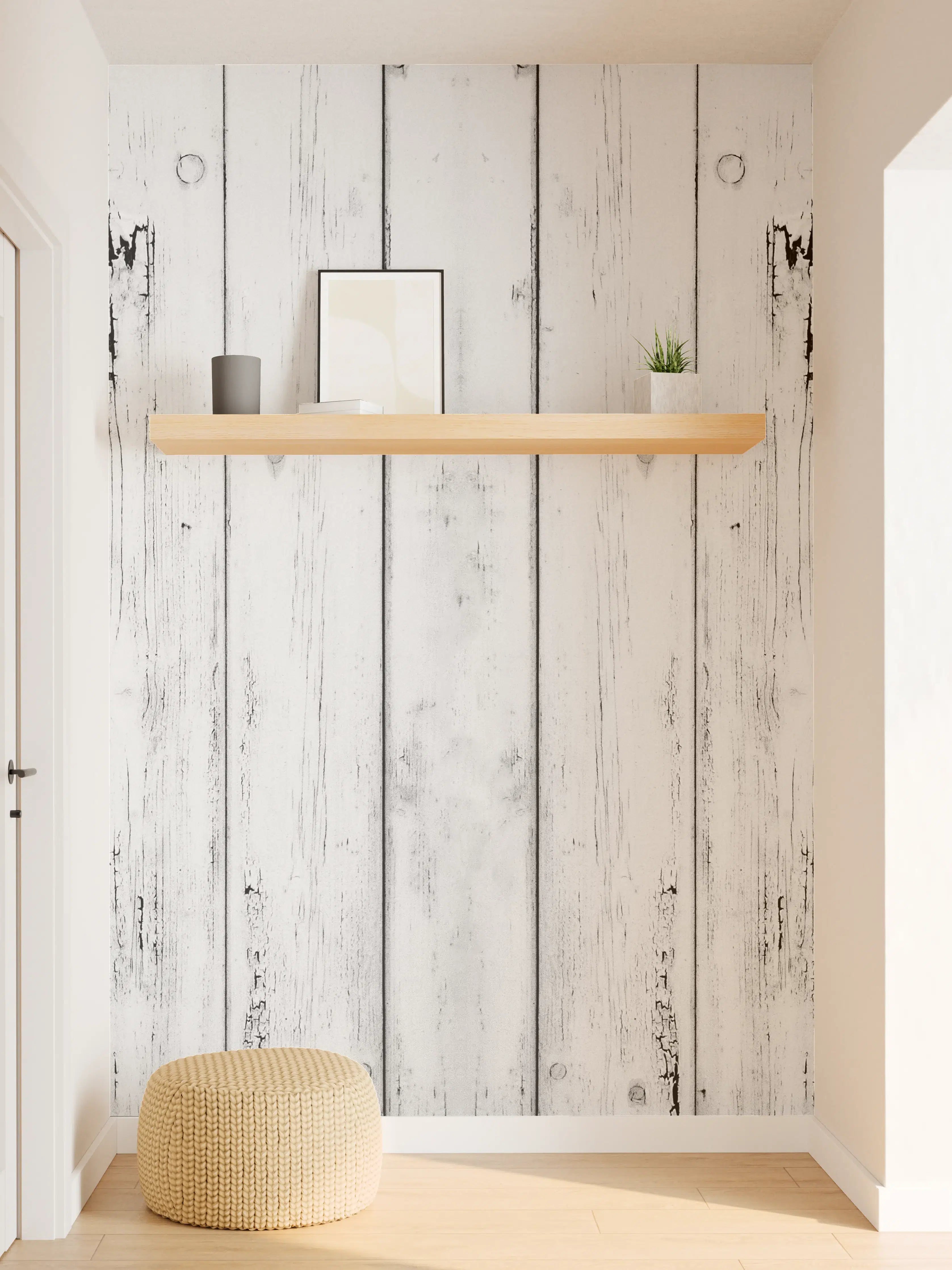 Wandverkleidung Flur - Weißer Vintage Holzhintergrund